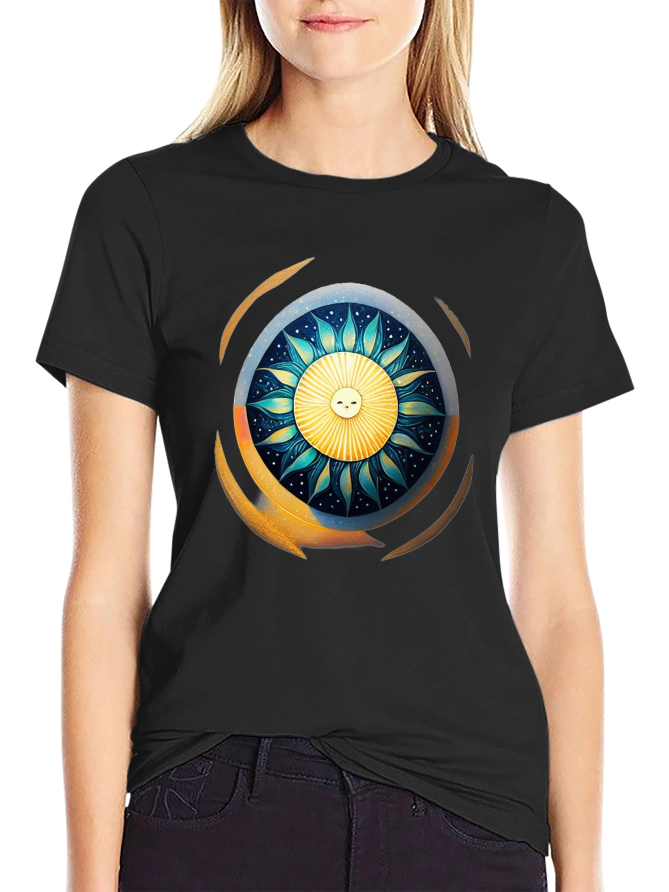 Sun & Moon Graphic T-Shirt - Celestial Design