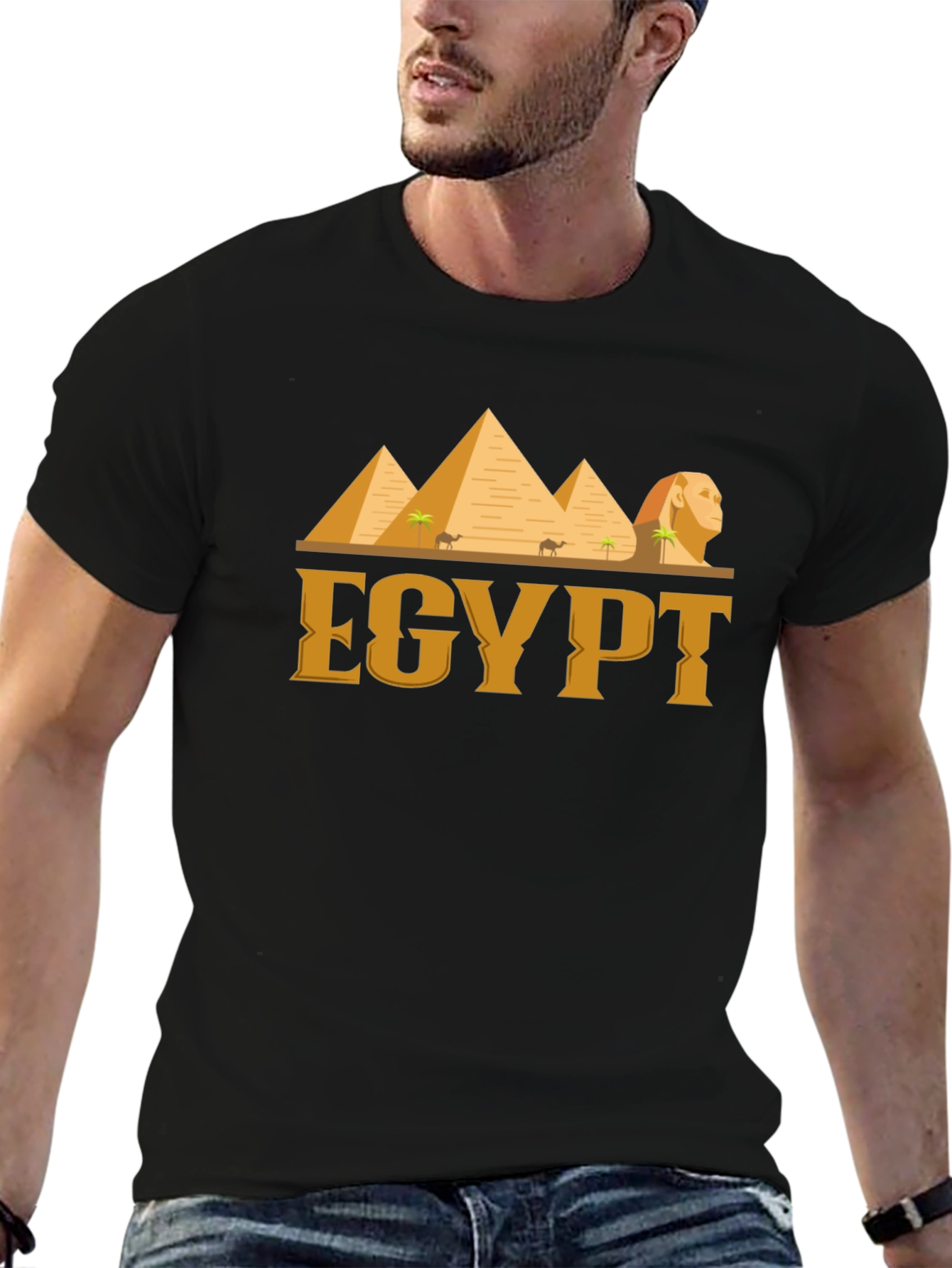 Egypt Pyramid Graphic Tee - Black Cotton T-Shirt
