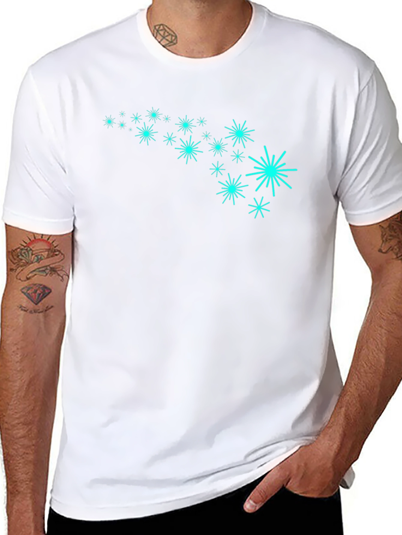 Retro Starburst Pattern Black T-Shirt