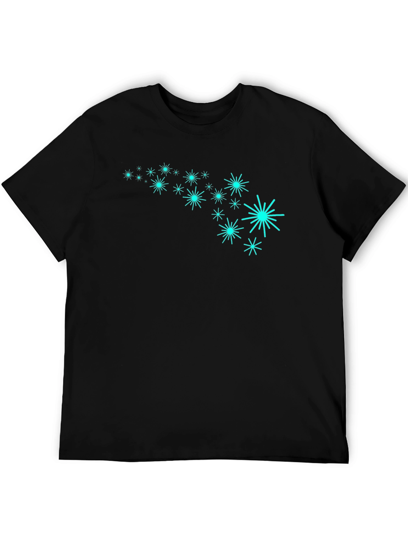 Retro Starburst Pattern Black T-Shirt
