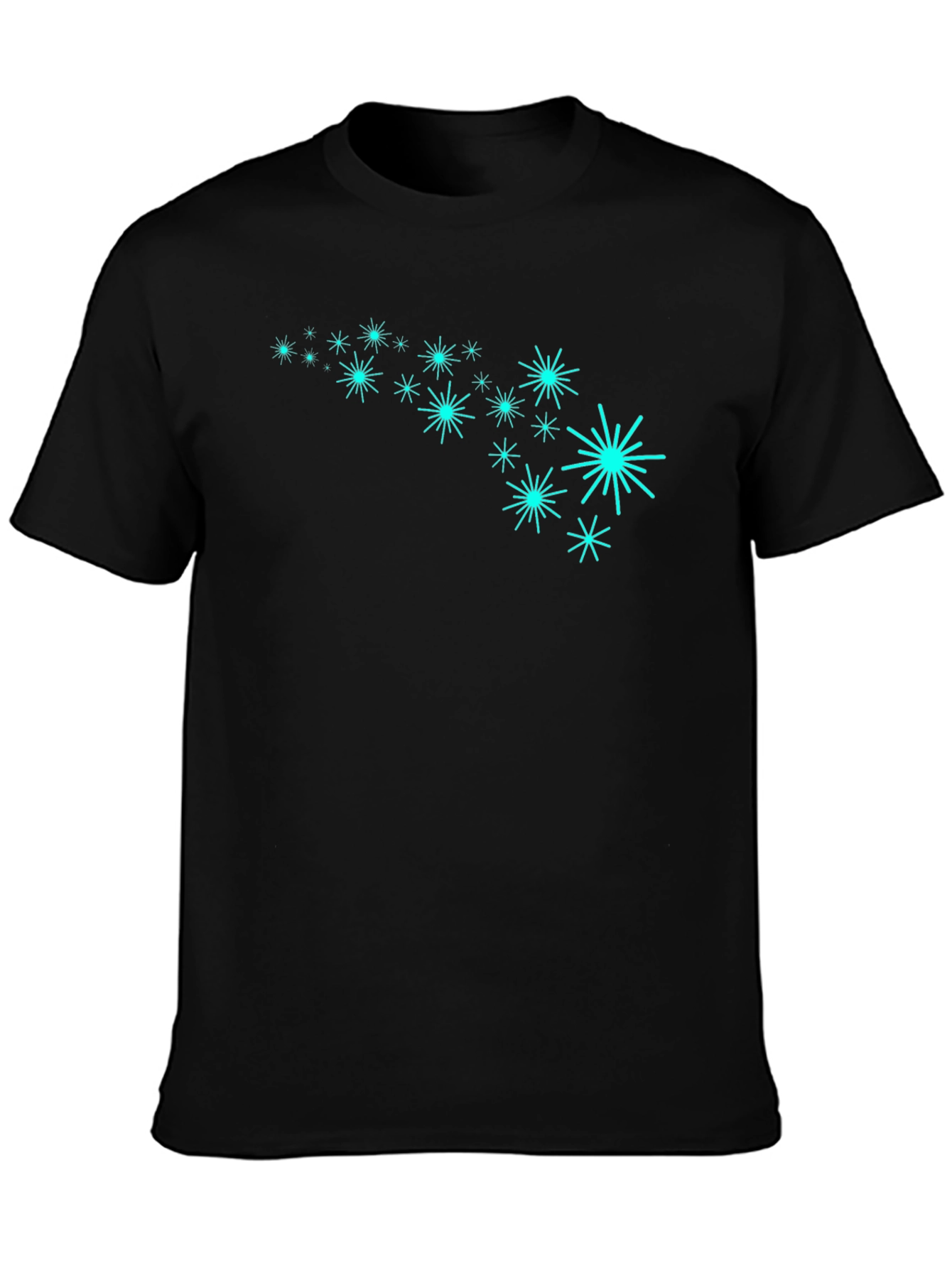 Retro Starburst Pattern Black T-Shirt
