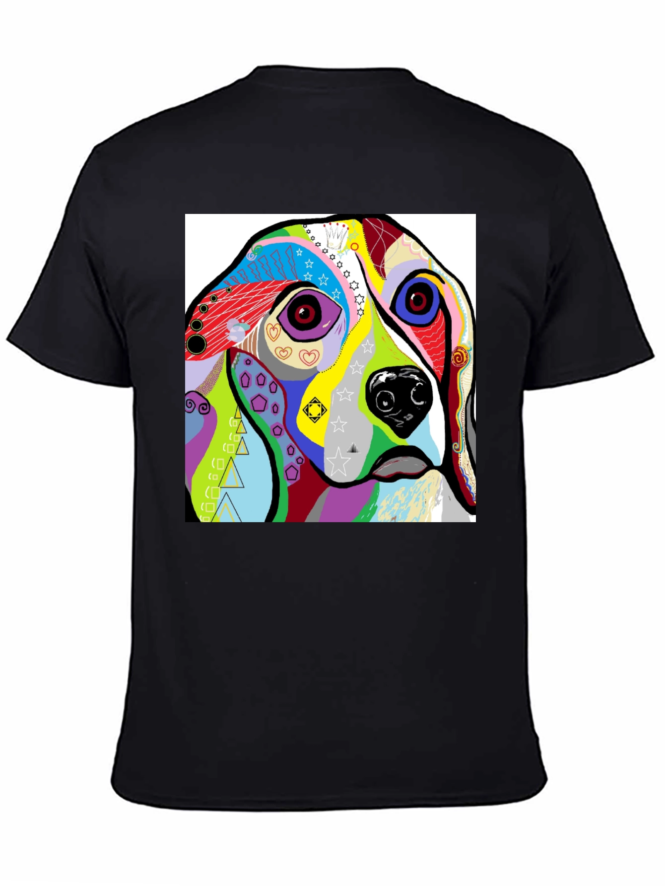 Abstract Dog Print Black T-Shirt