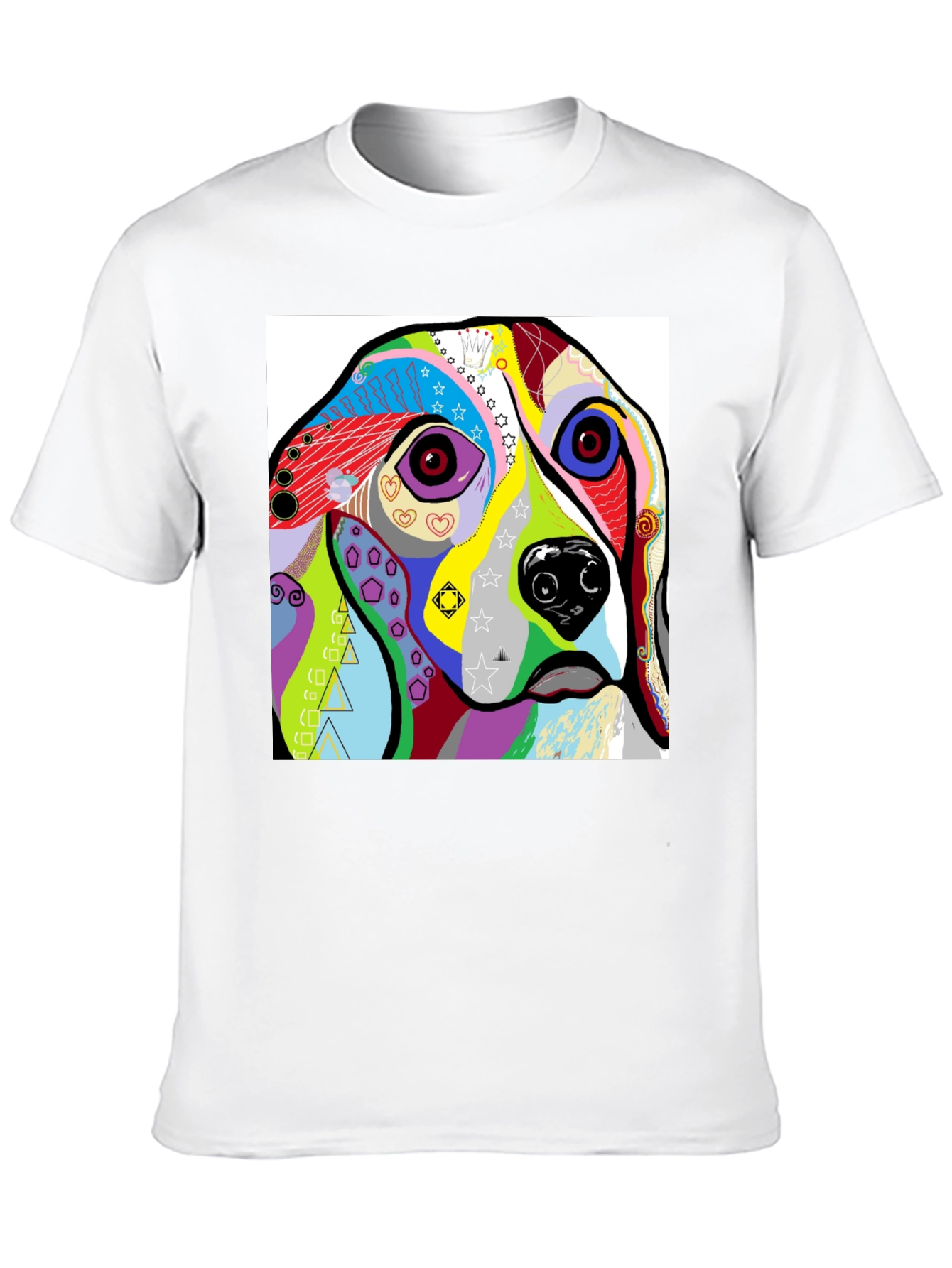 Abstract Dog Print Black T-Shirt