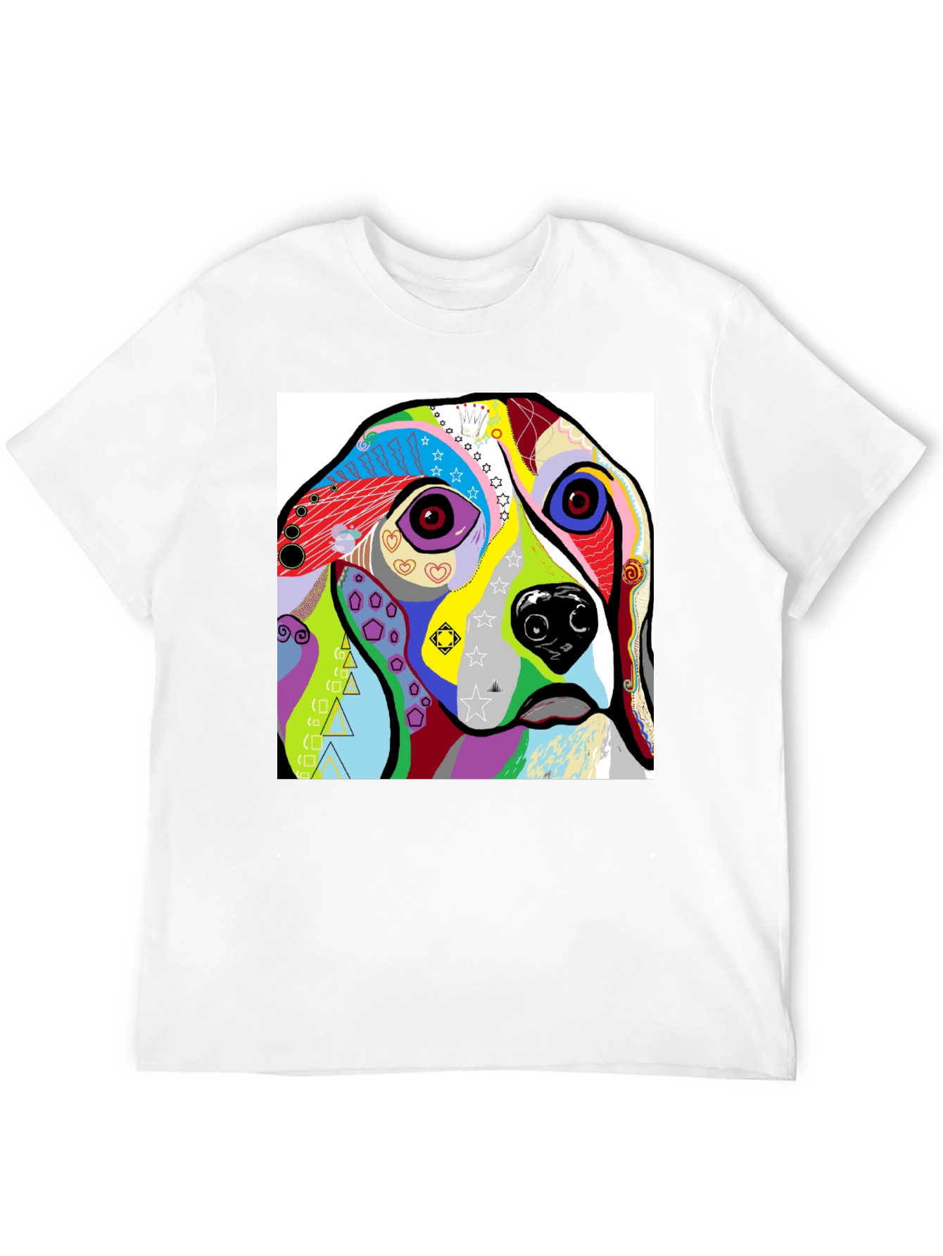 Abstract Dog Print Black T-Shirt