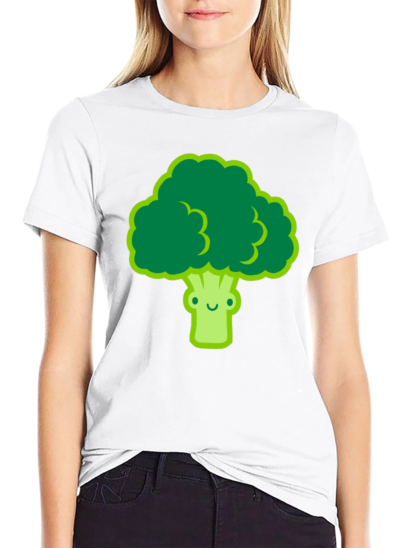 Cute Broccoli Graphic Tee - Black T-Shirt