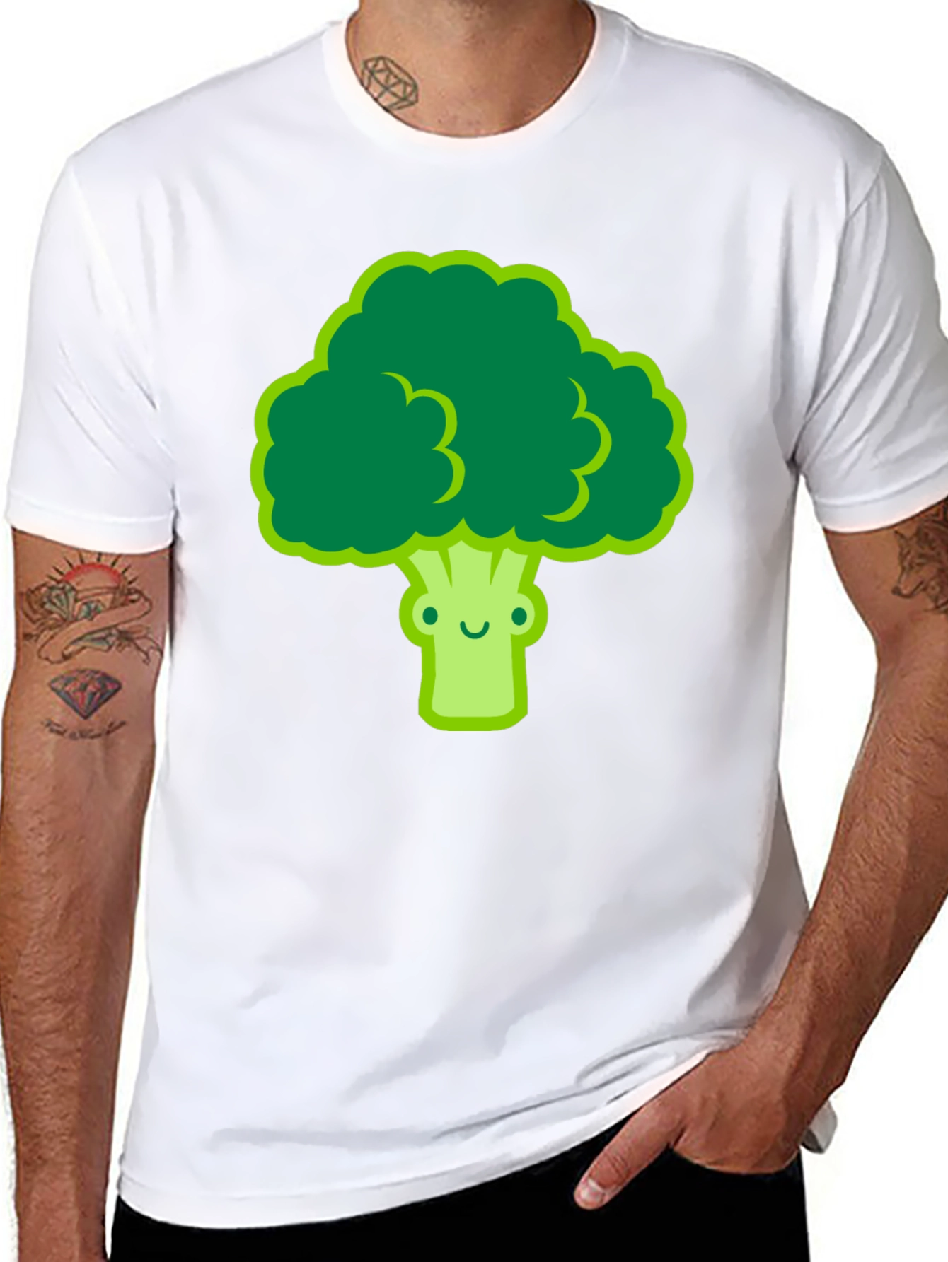 Cute Broccoli Graphic Tee - Black T-Shirt