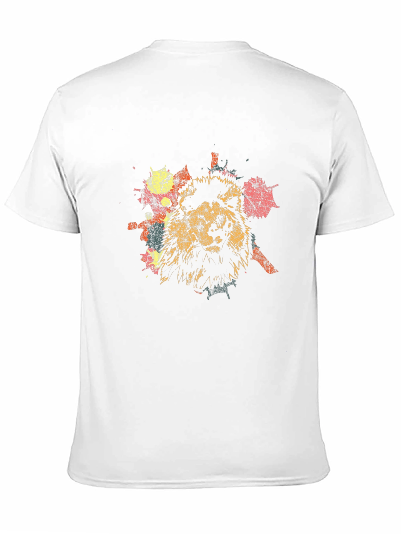 Lion Splatter Print Black T-Shirt
