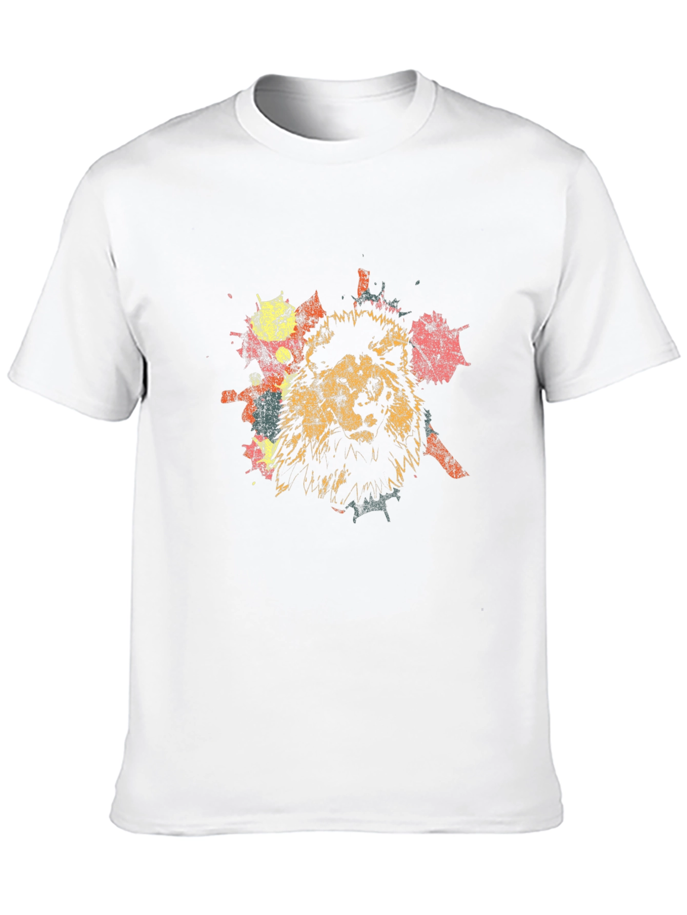 Lion Splatter Print Black T-Shirt