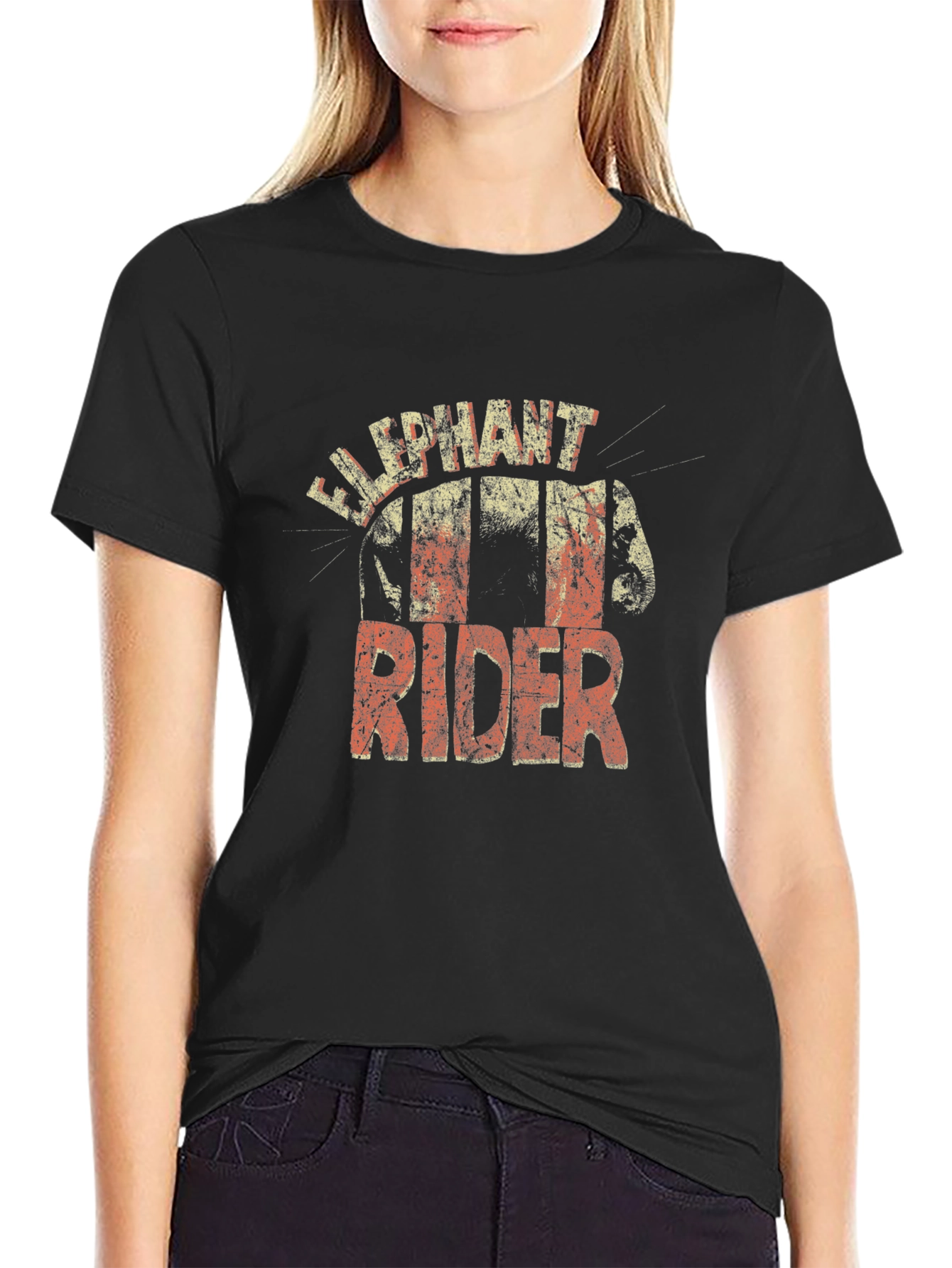 Elephant Rider Graphic Tee - Unique Distressed Design