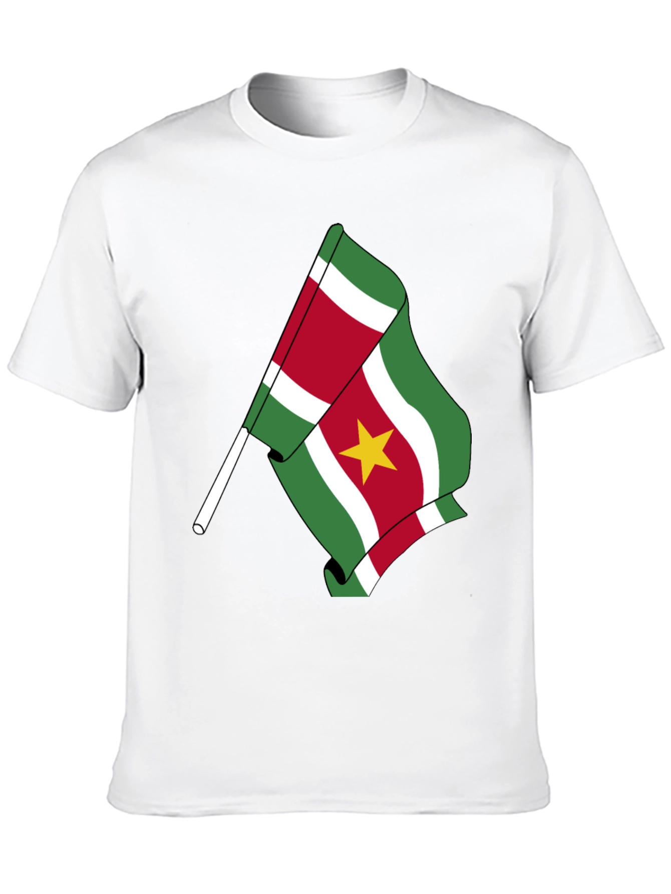 Suriname Flag Graphic Tee - Black Cotton T-Shirt