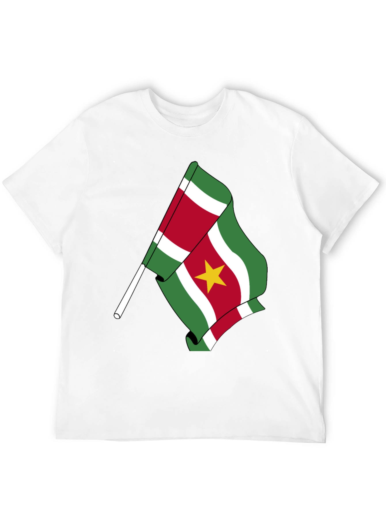 Suriname Flag Graphic Tee - Black Cotton T-Shirt