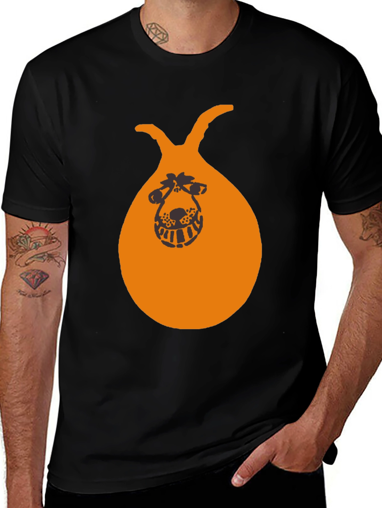 Funny Hopper Ball Graphic Tee - Black Cotton T-Shirt
