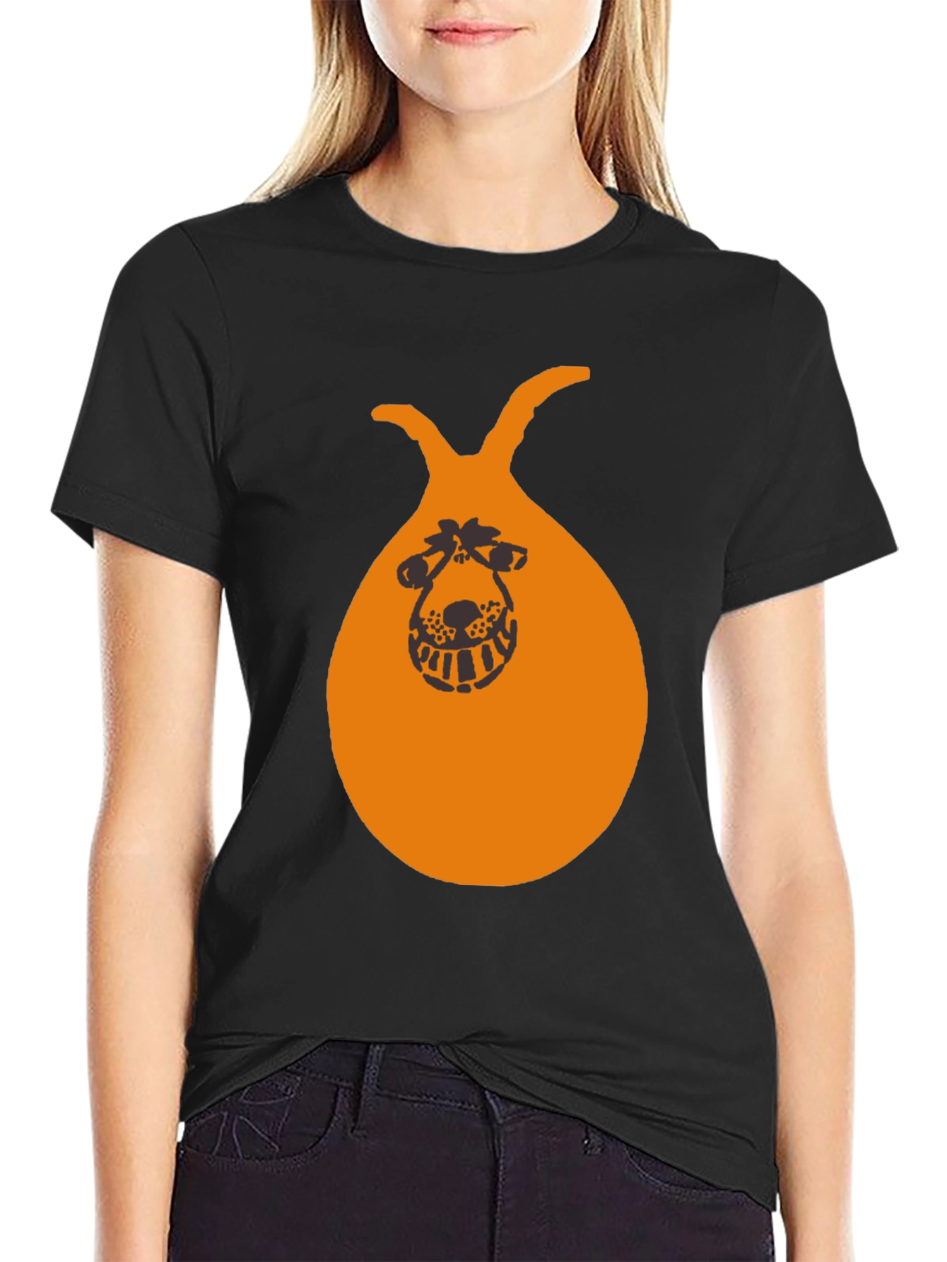 Funny Hopper Ball Graphic Tee - Black Cotton T-Shirt