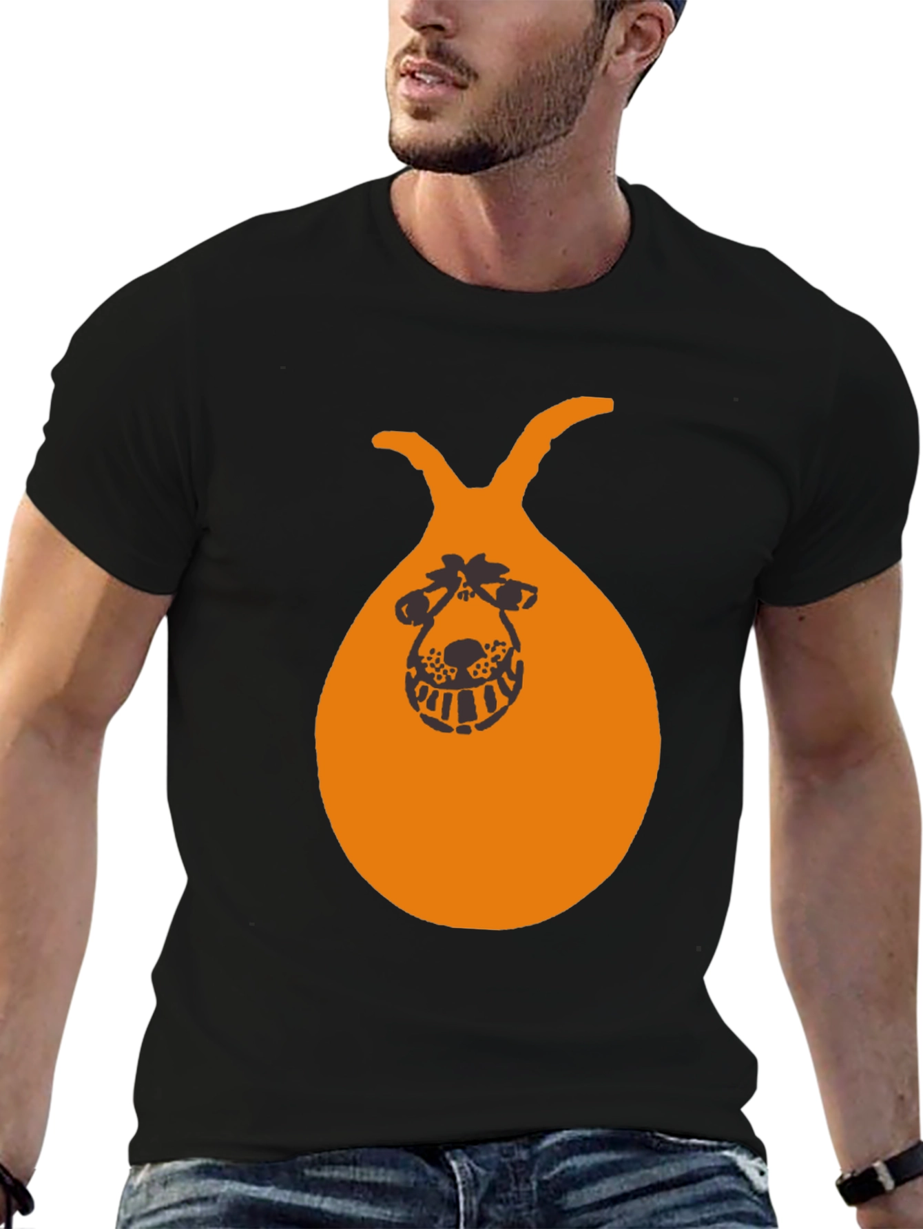 Funny Hopper Ball Graphic Tee - Black Cotton T-Shirt