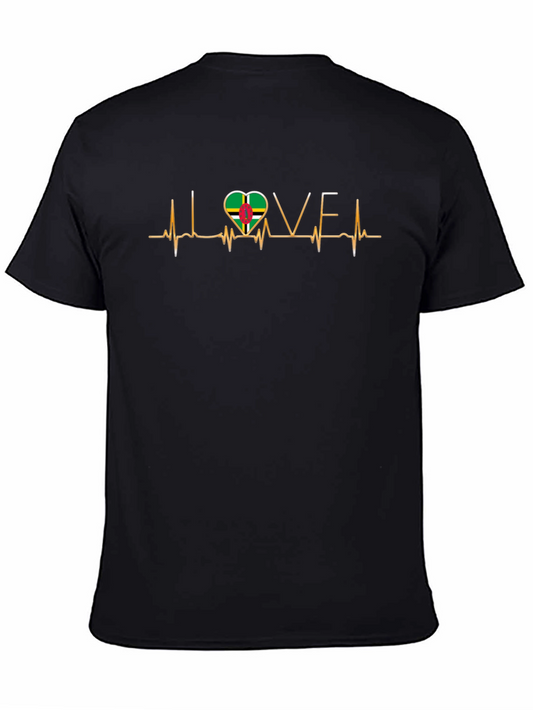 I Love Dominica T-Shirt Dominica Flag Heartbeat Tee