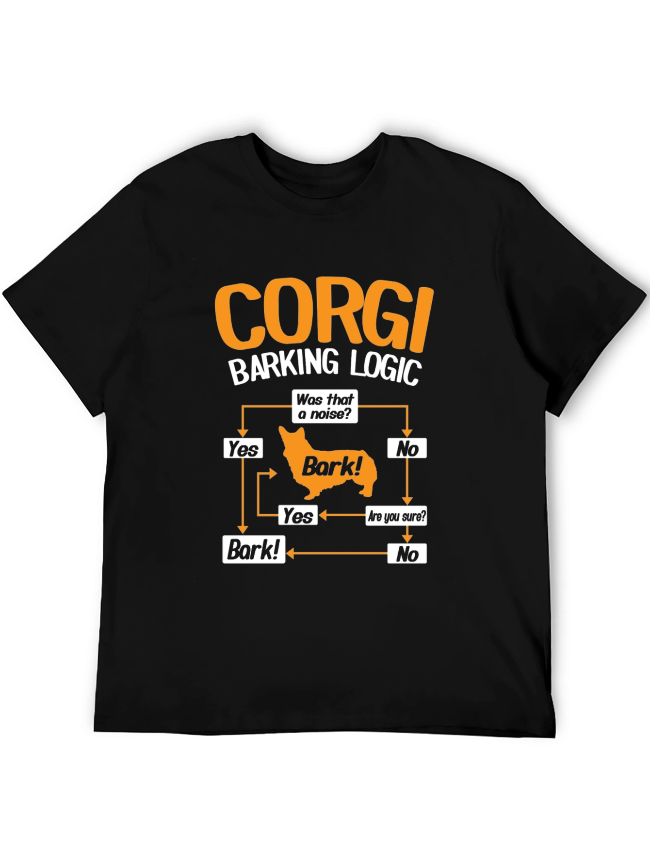 Corgi Barking Logic Black T-Shirt