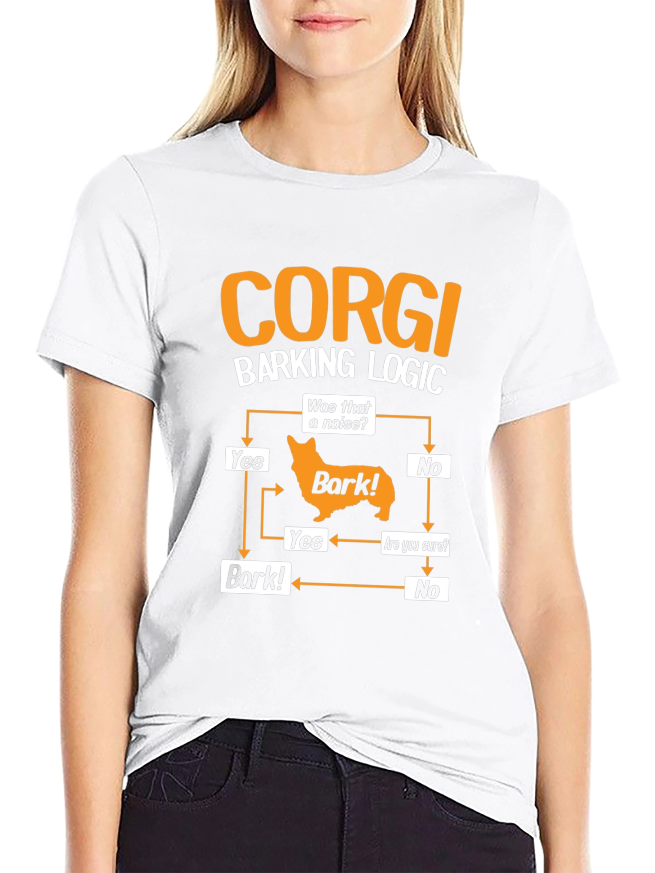 Corgi Barking Logic Black T-Shirt