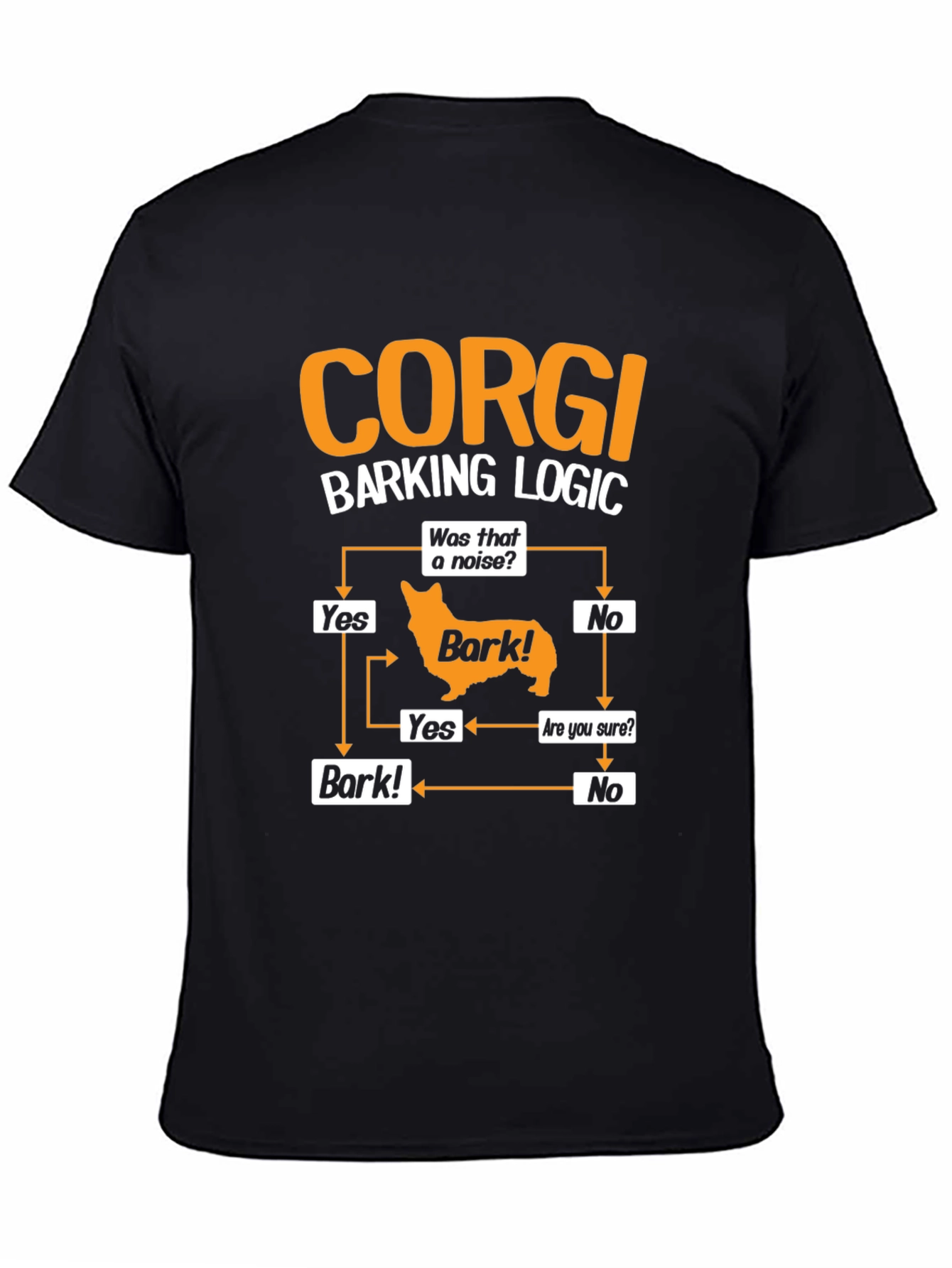Corgi Barking Logic Black T-Shirt