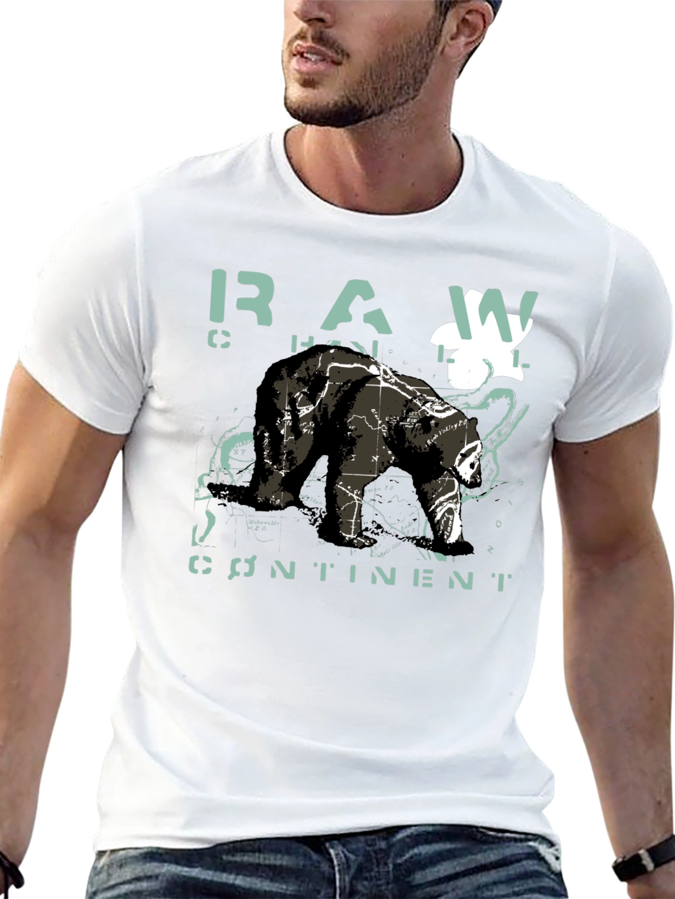 Raw Continent Bear Graphic T-Shirt