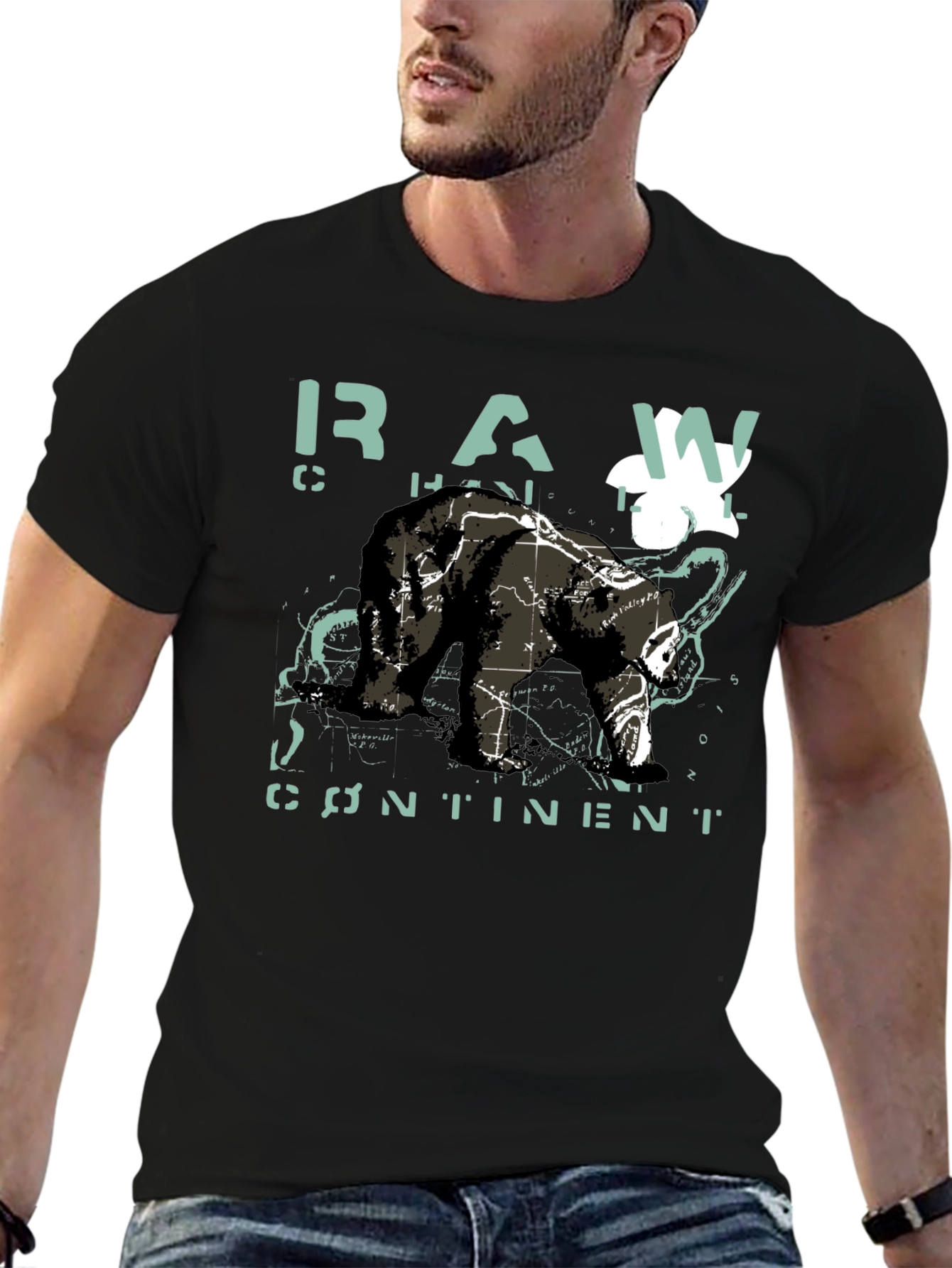 Raw Continent Bear Graphic T-Shirt