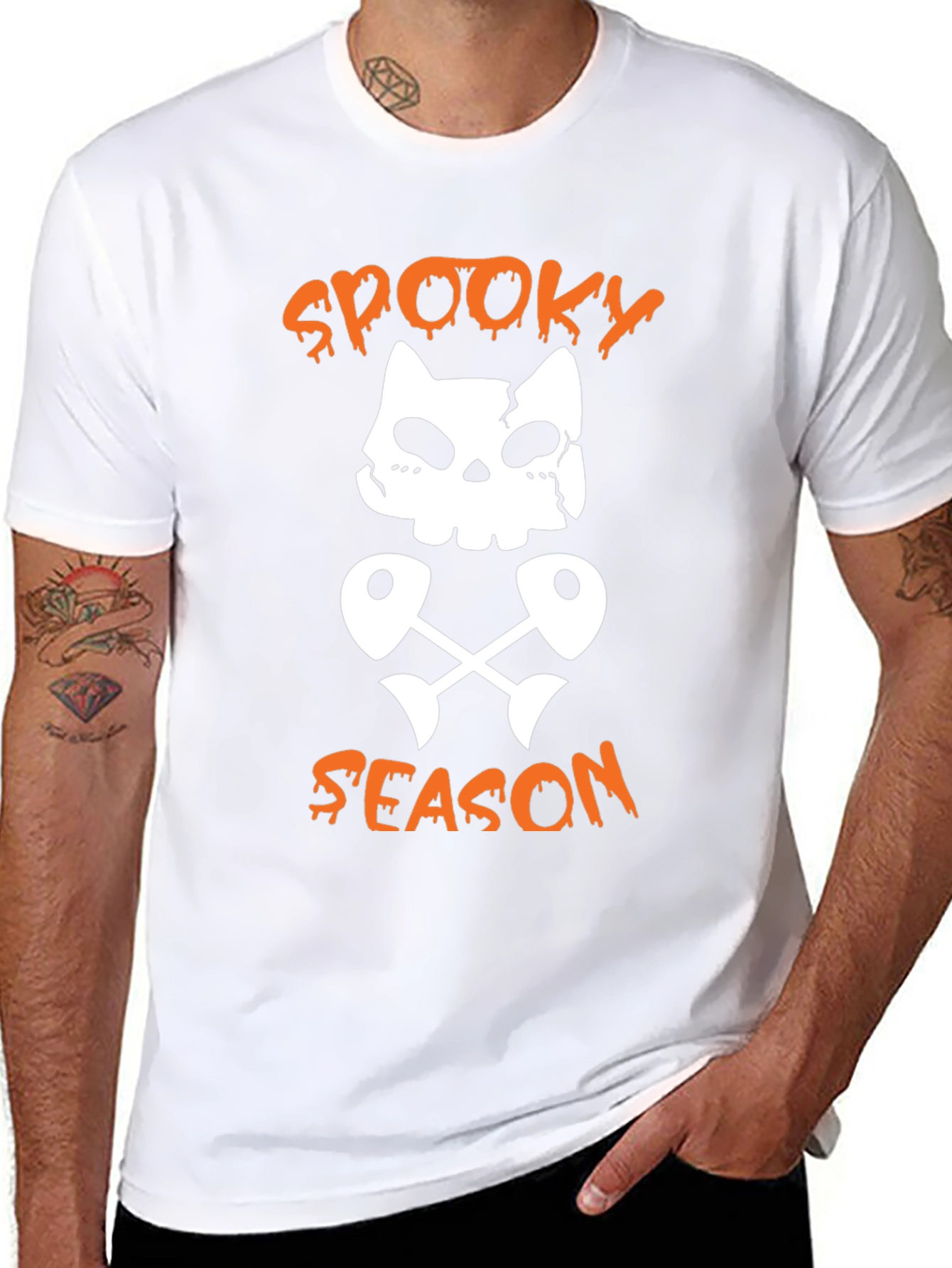 Spooky Season Cat Skeleton Graphic Tee