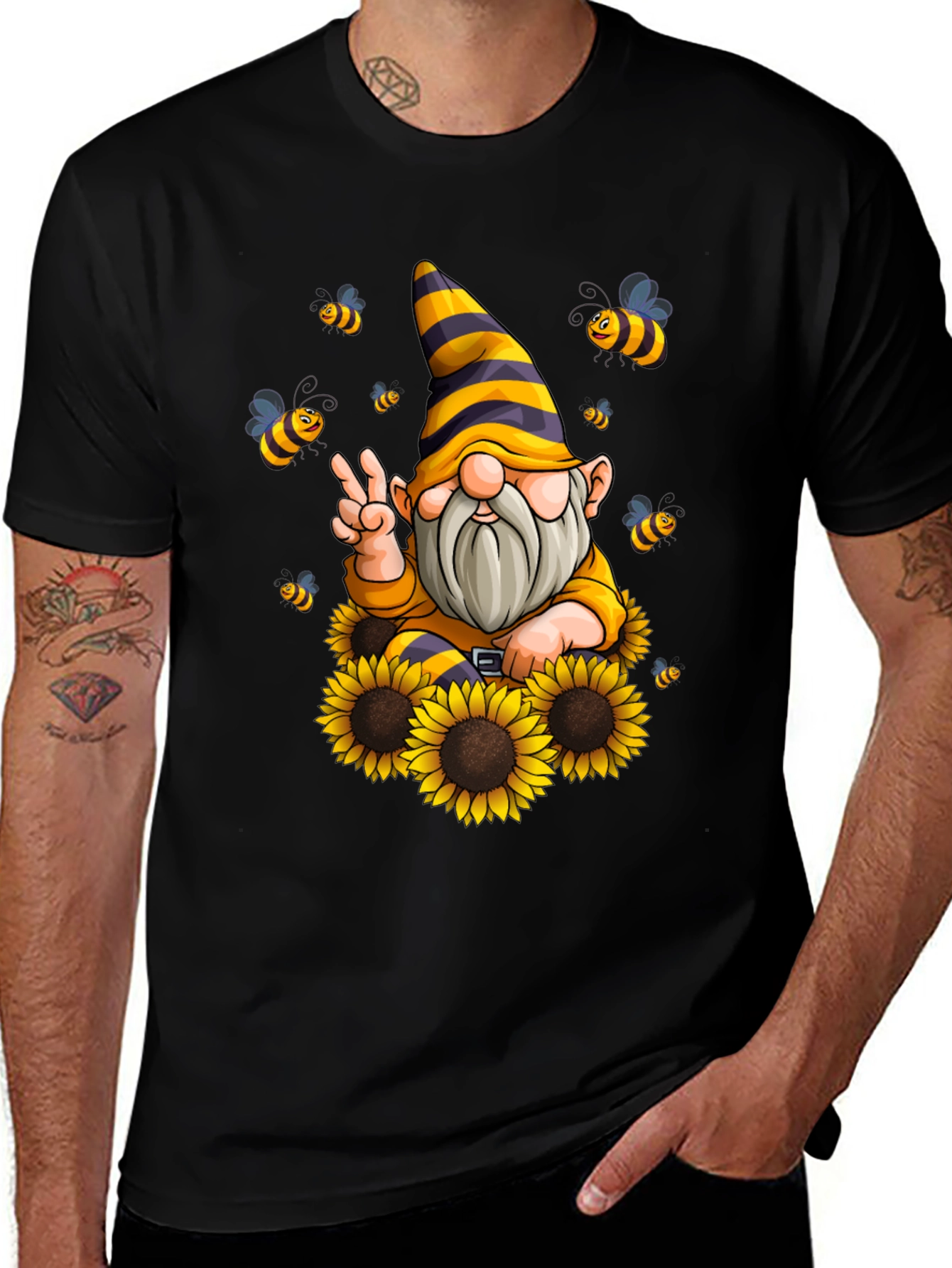 Sunflower Gnome T-Shirt - Bee Happy!