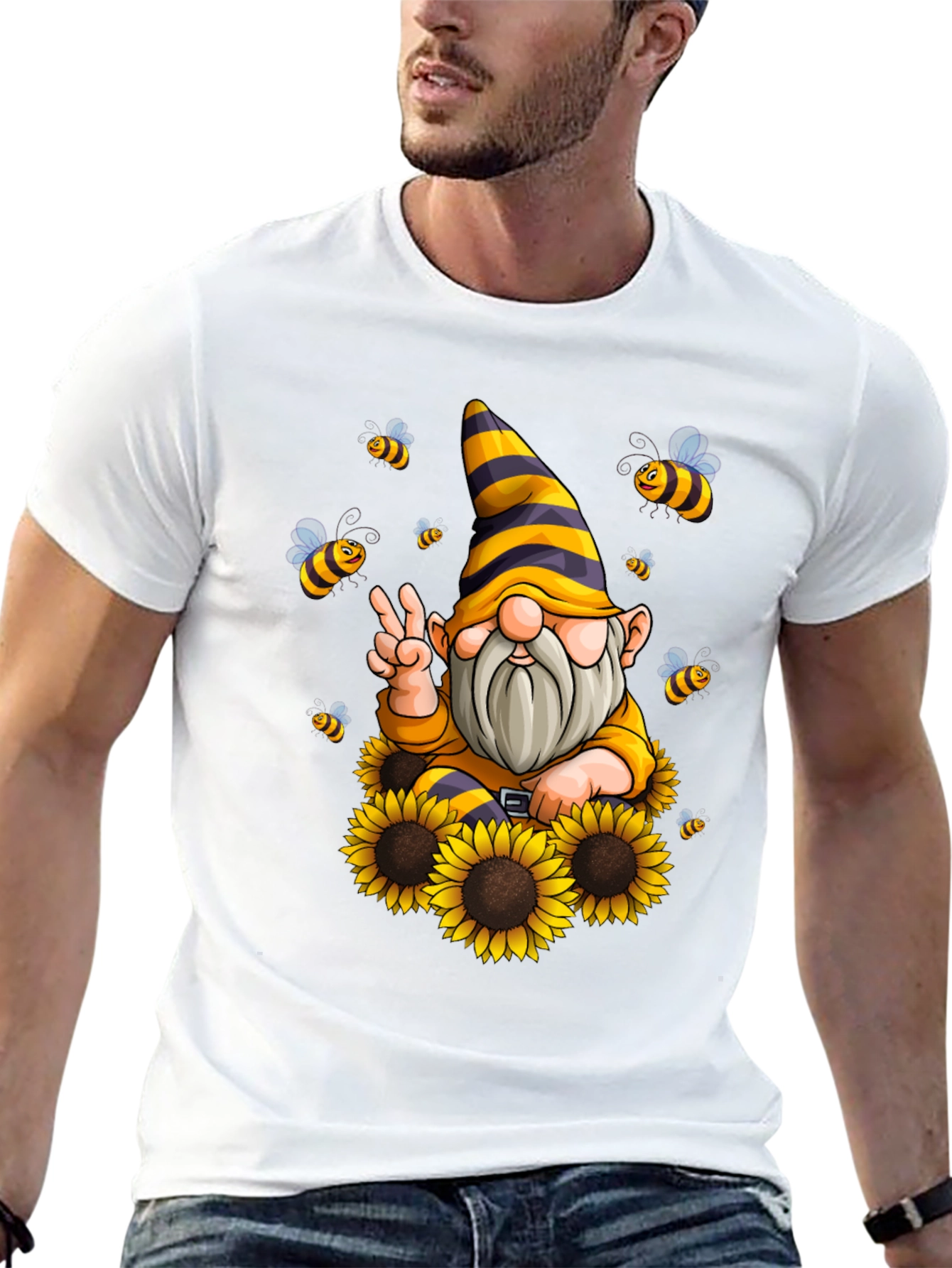 Sunflower Gnome T-Shirt - Bee Happy!