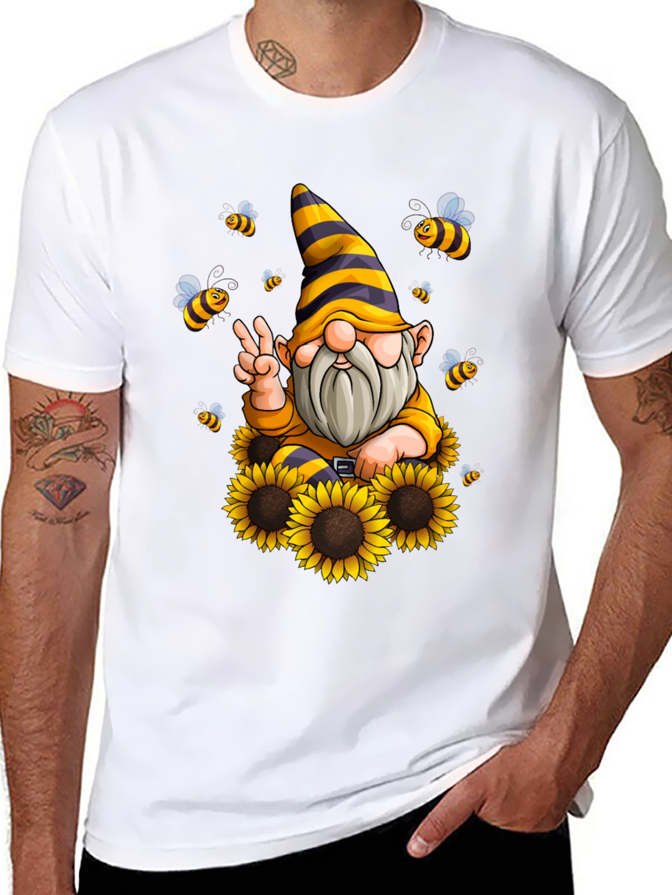 Sunflower Gnome T-Shirt - Bee Happy!