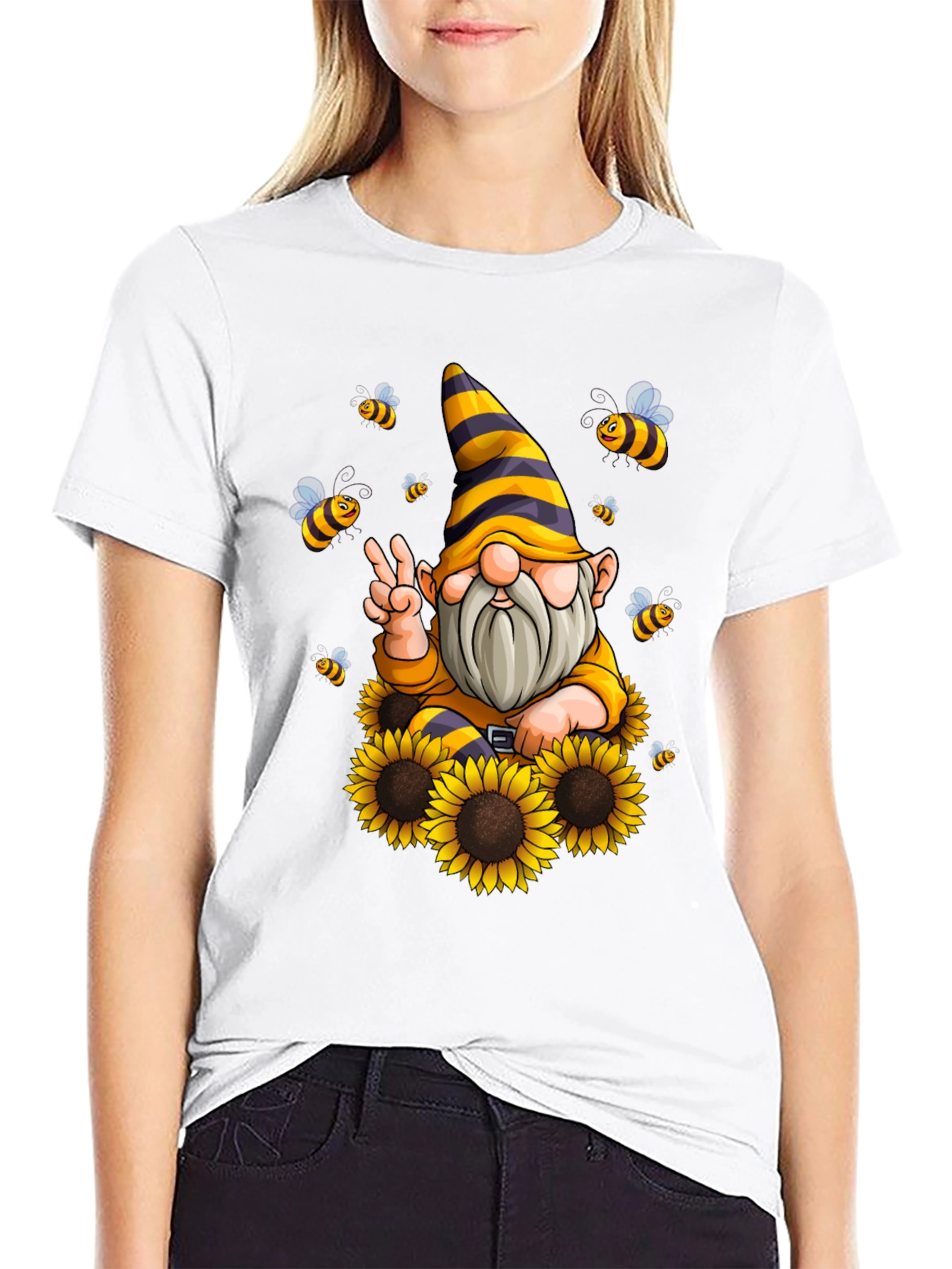 Sunflower Gnome T-Shirt - Bee Happy!