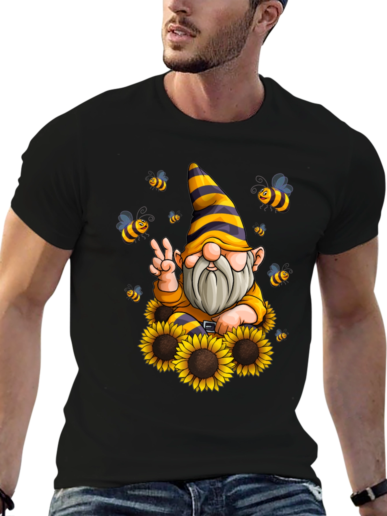Sunflower Gnome T-Shirt - Bee Happy!