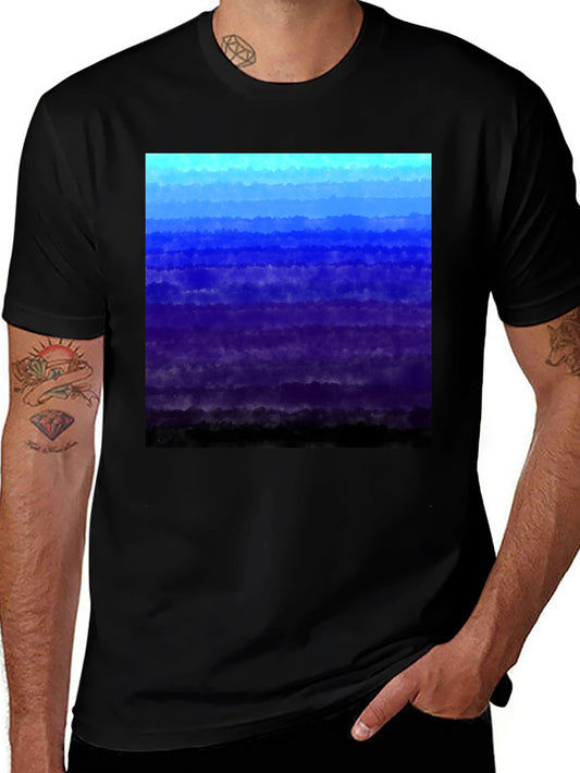Abstract Blue Watercolor Mens Black T-Shirt