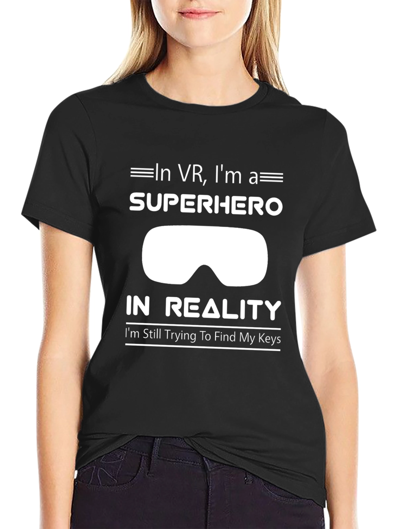 In VR Im a Superhero Mens Black T-Shirt