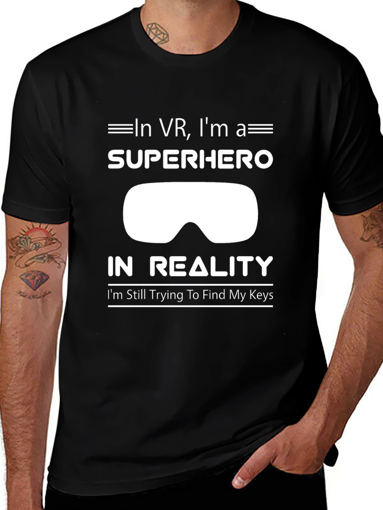 In VR Im a Superhero Mens Black T-Shirt