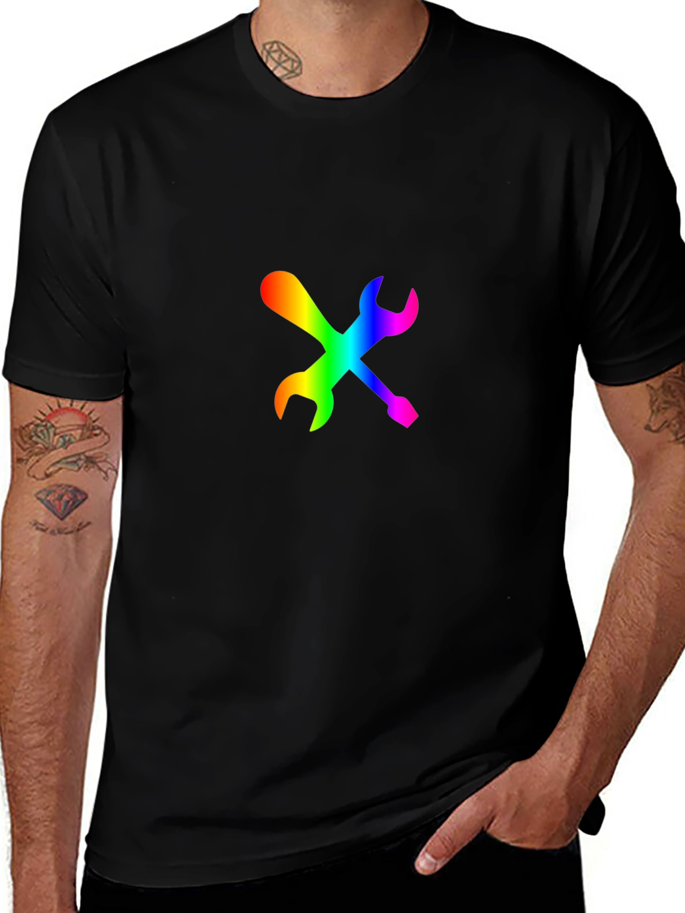 Rainbow Tools Graphic Tee - Stylish Black T-Shirt