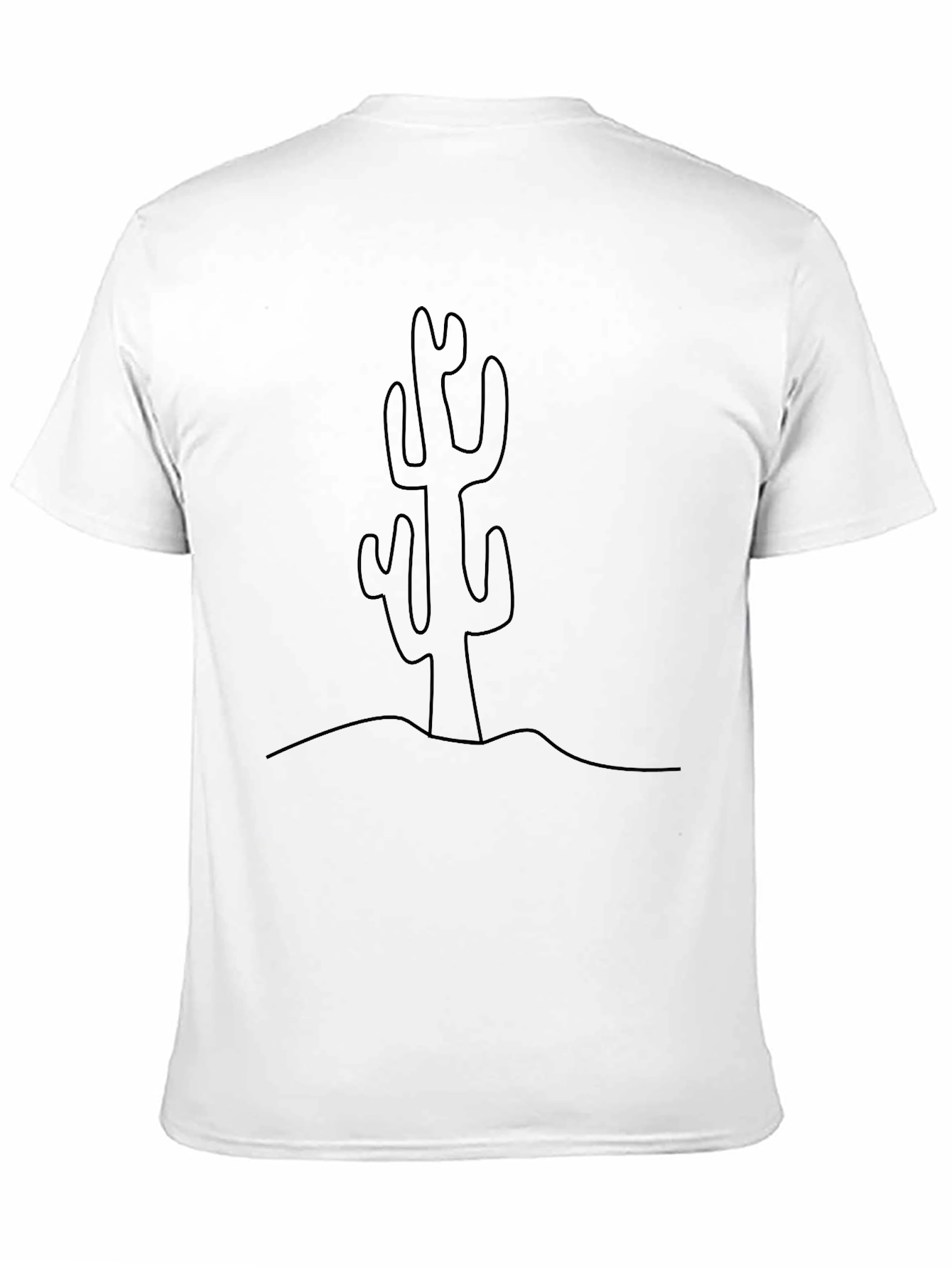 Minimalist Cactus Graphic T-Shirt - Black