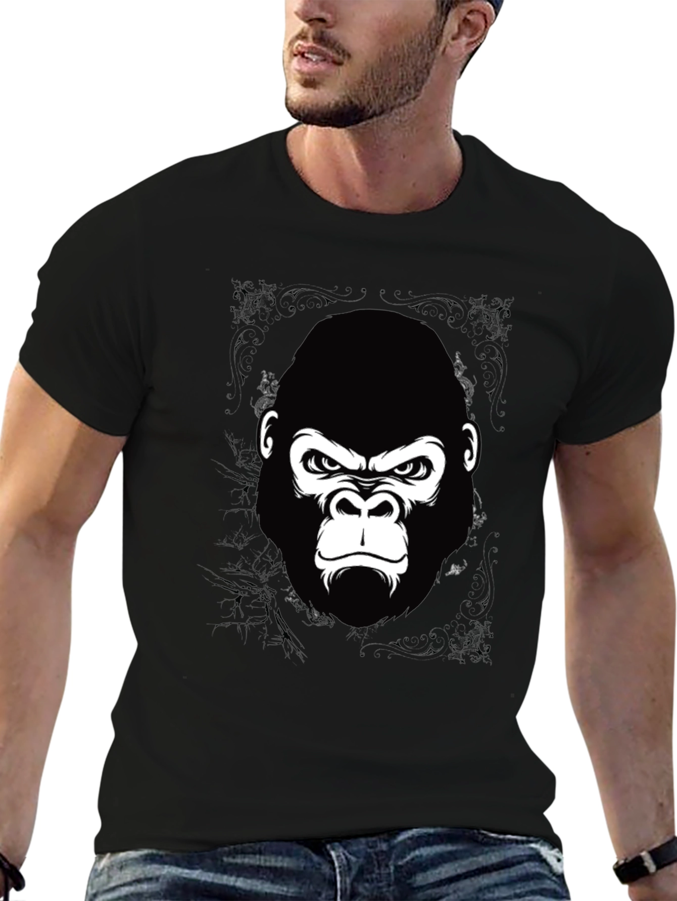 Gorilla Graphic Print Black T-Shirt for Men