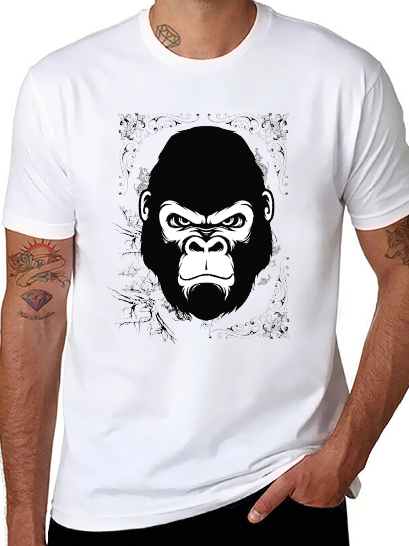 Gorilla Graphic Print Black T-Shirt for Men