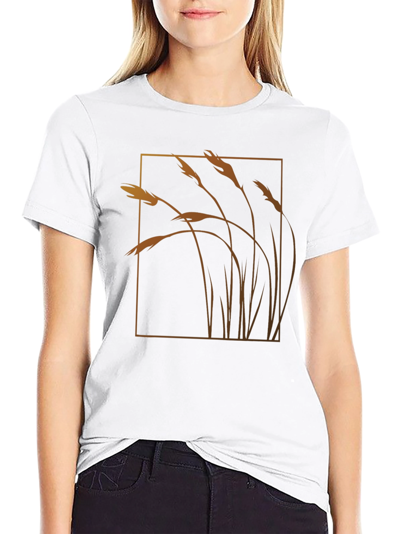 Wheat Field Graphic Tee - Black Cotton Blend