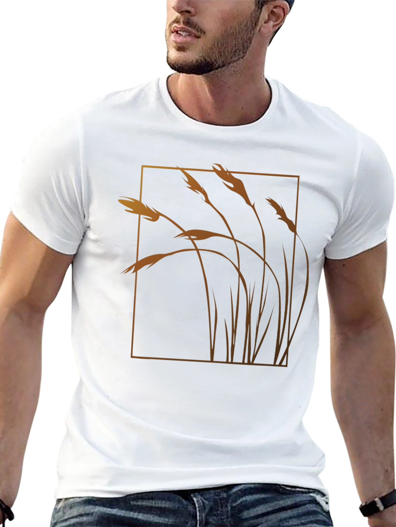 Wheat Field Graphic Tee - Black Cotton Blend