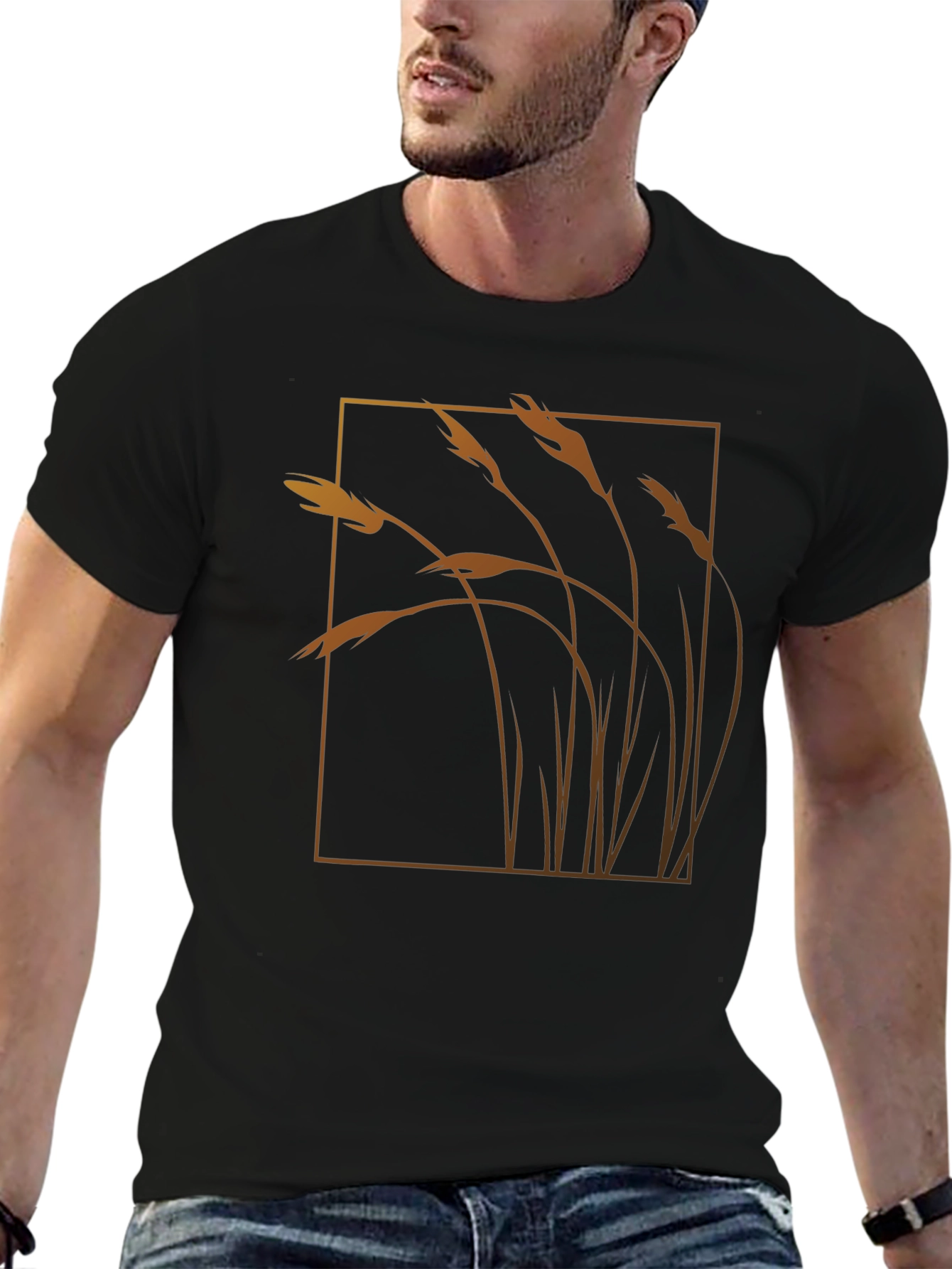Wheat Field Graphic Tee - Black Cotton Blend