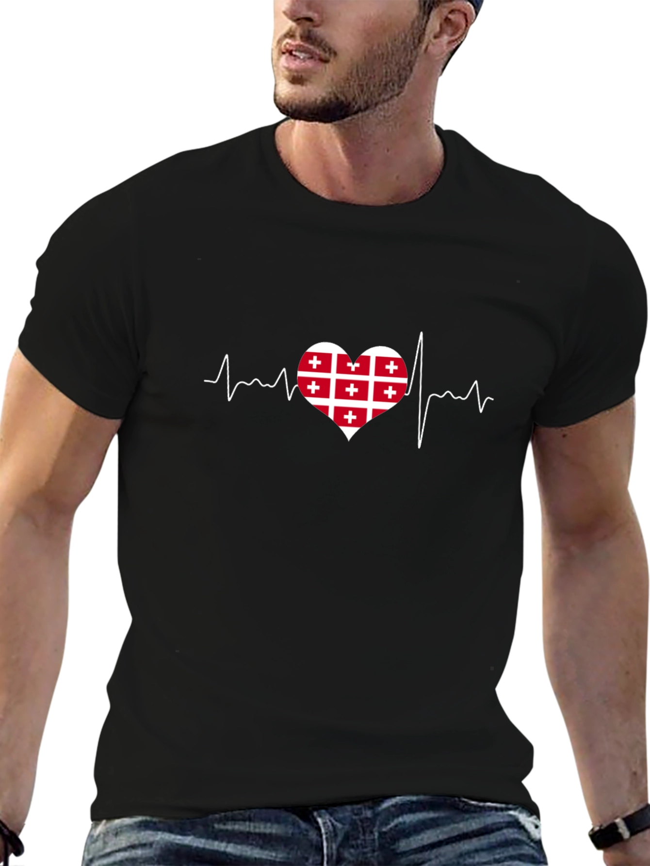 Georgian Flag Heartbeat T-Shirt