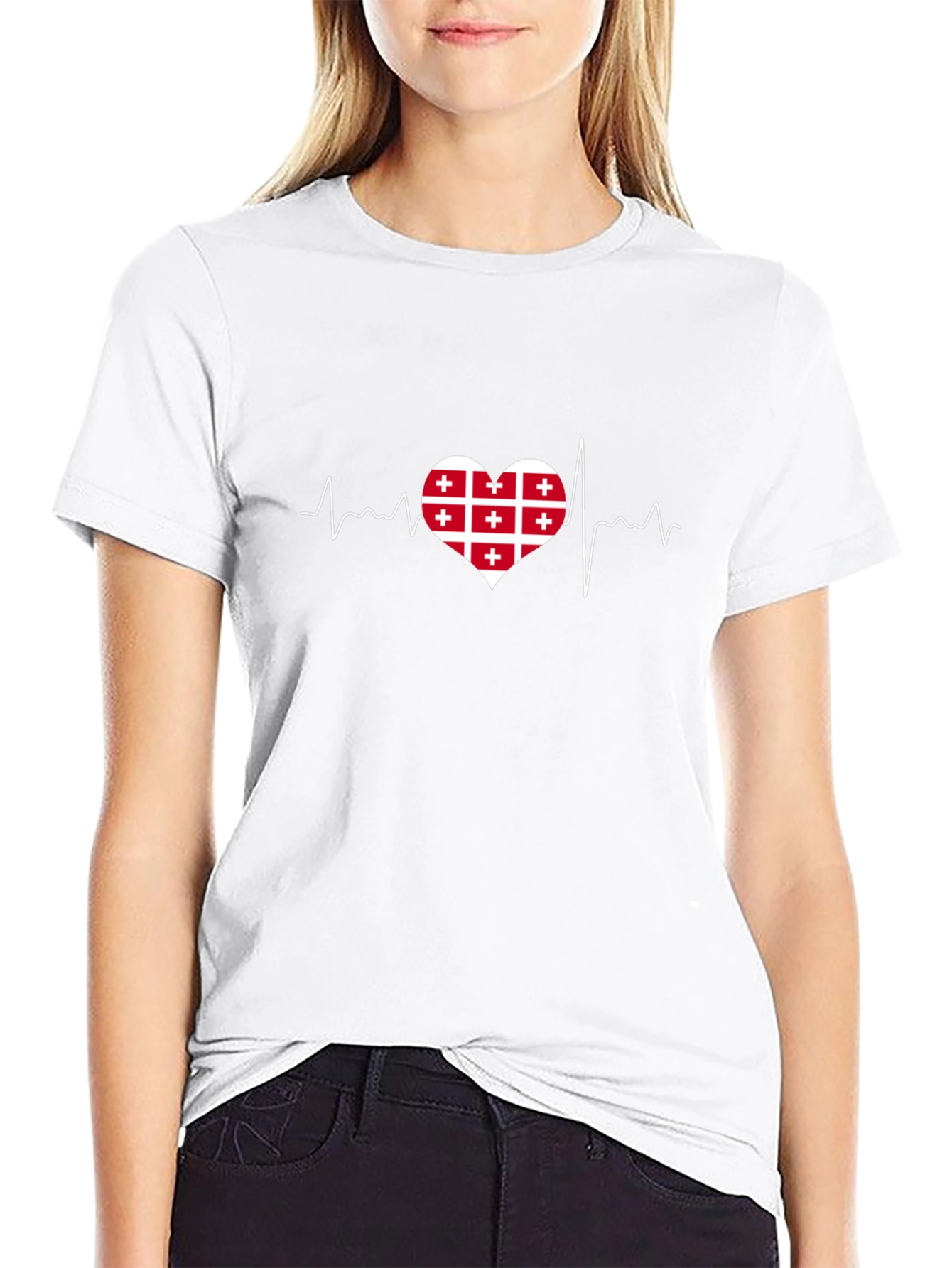 Georgian Flag Heartbeat T-Shirt