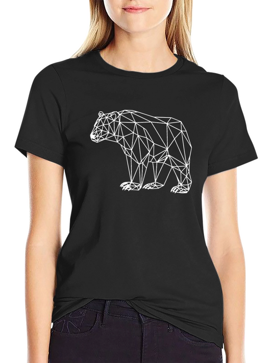 Geometric Bear Graphic Tee - Modern Black T-Shirt