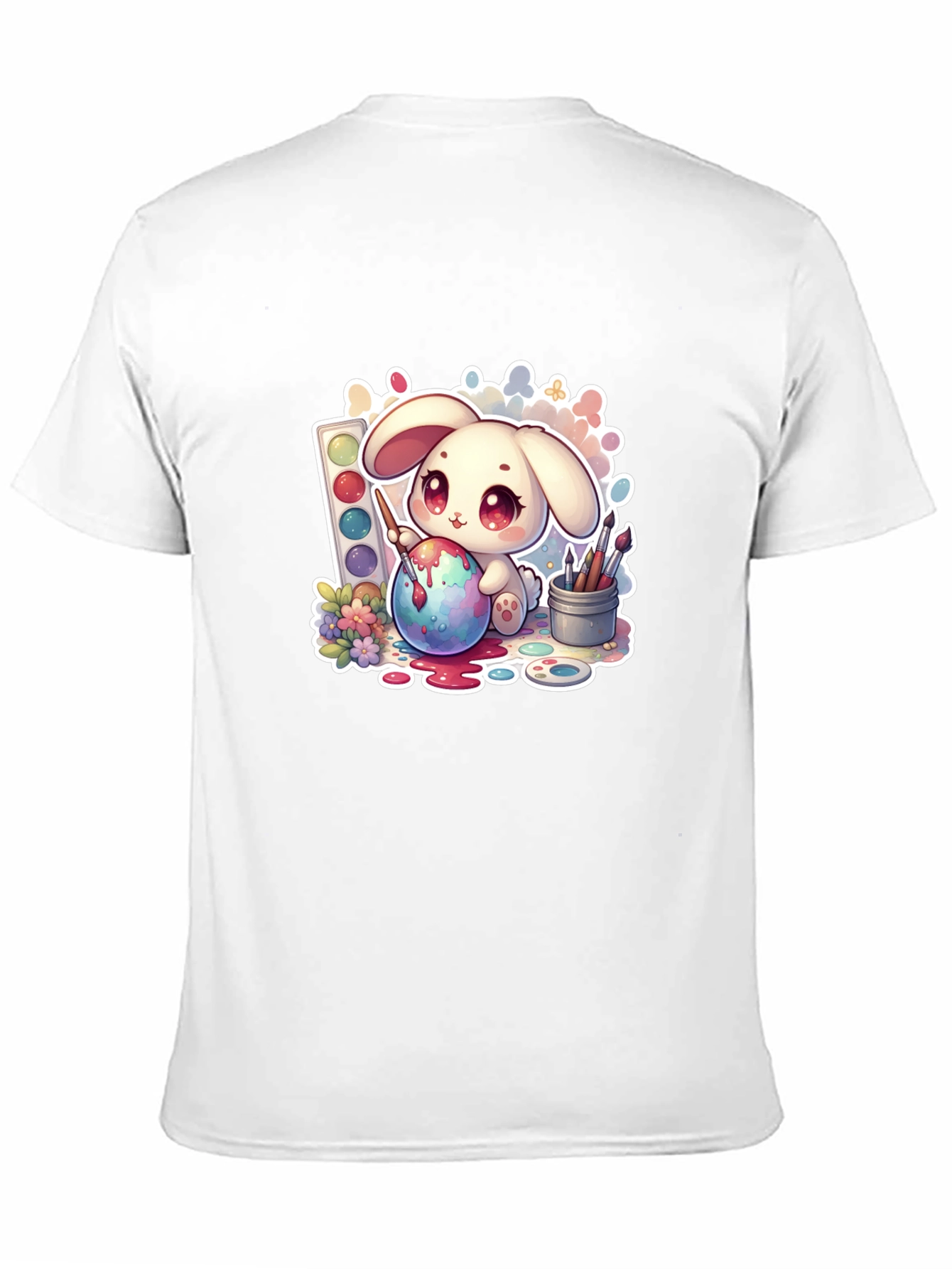 Cute Bunny Painting Easter Egg - Black Tee