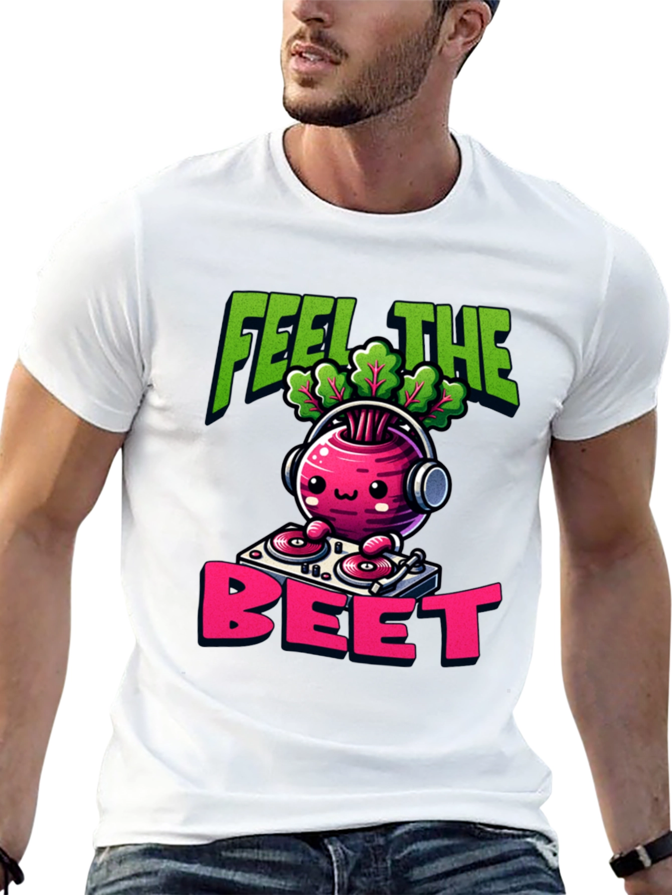 Feel the Beet DJ Cartoon T-Shirt