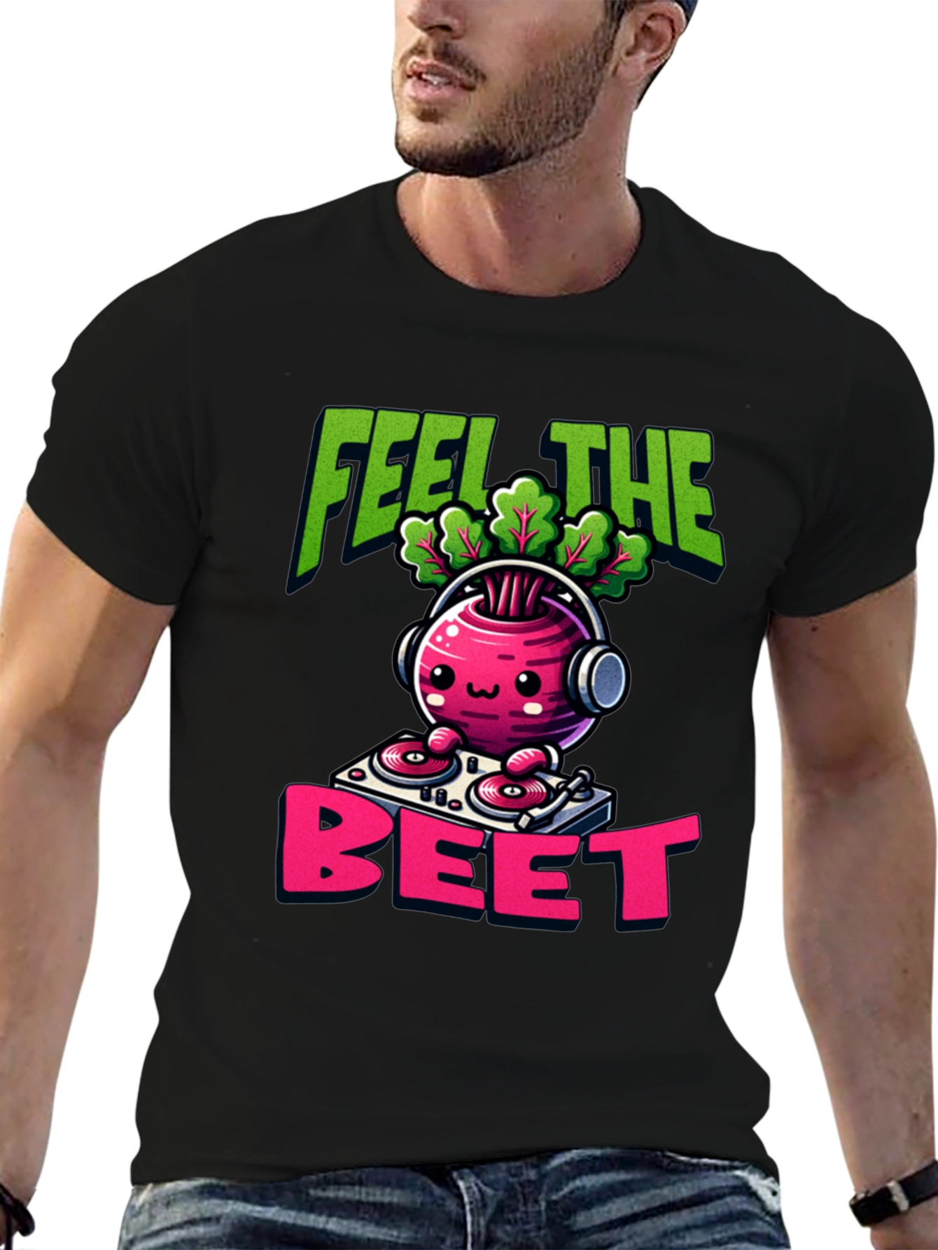 Feel the Beet DJ Cartoon T-Shirt