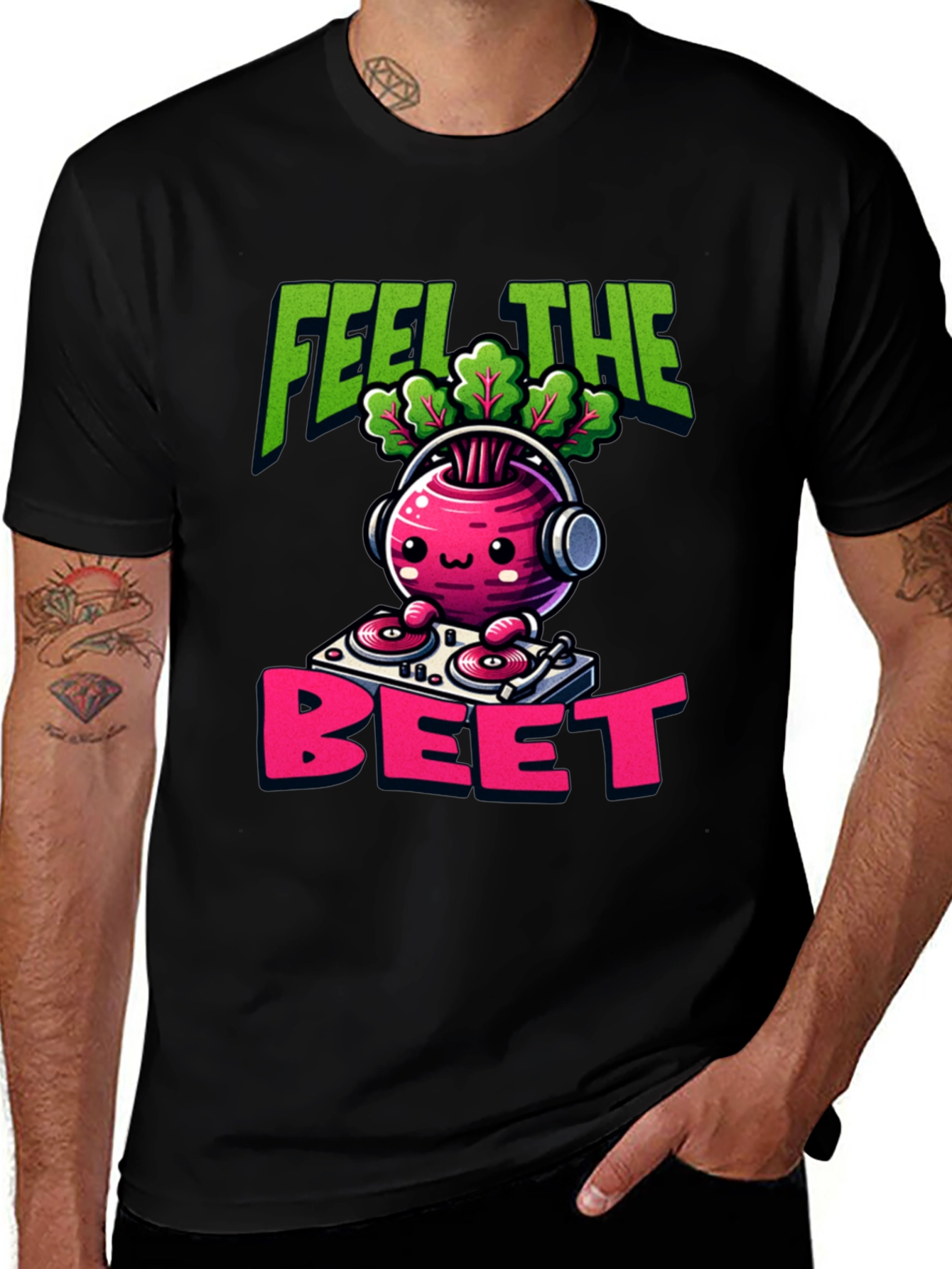 Feel the Beet DJ Cartoon T-Shirt