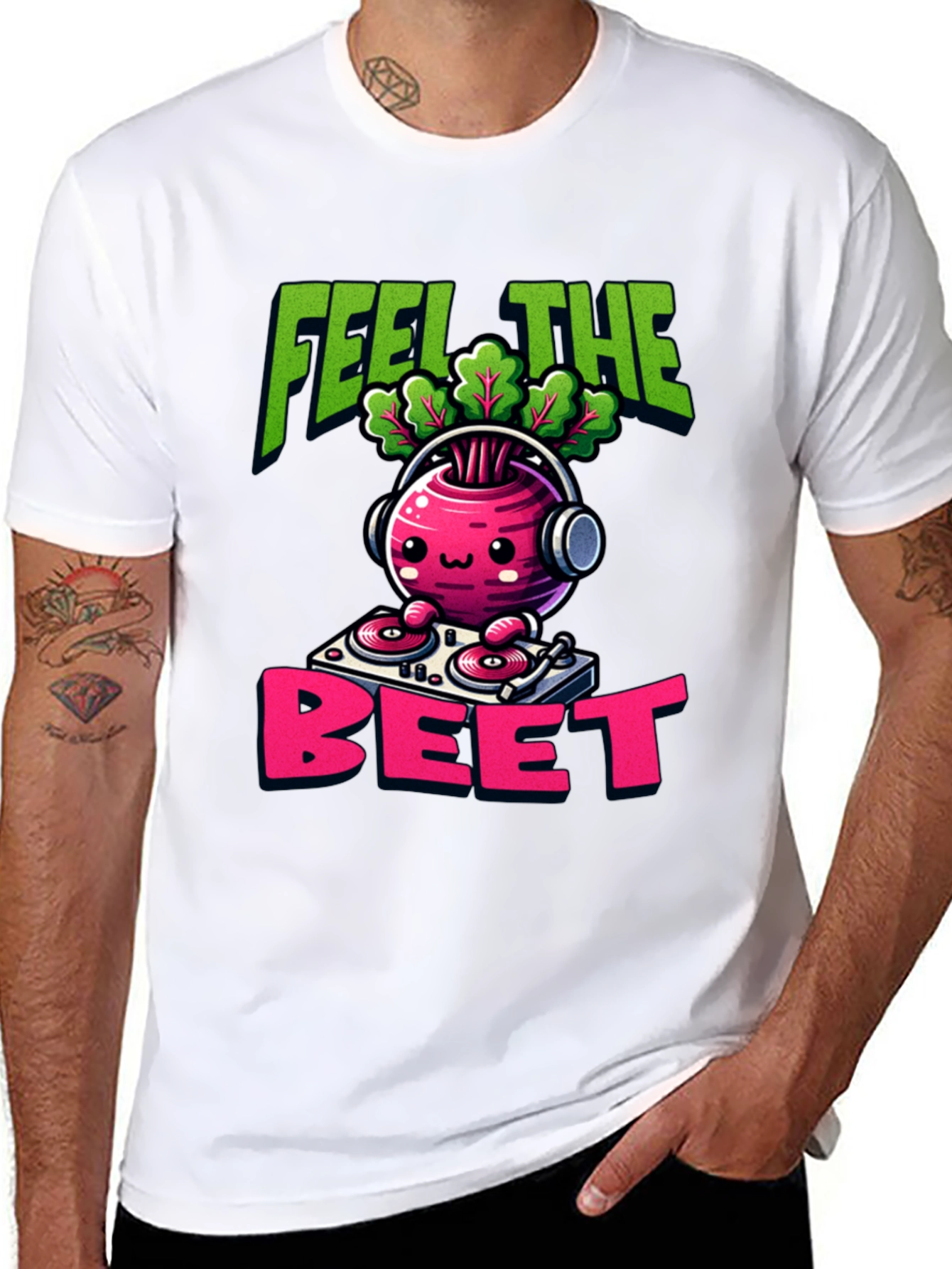 Feel the Beet DJ Cartoon T-Shirt