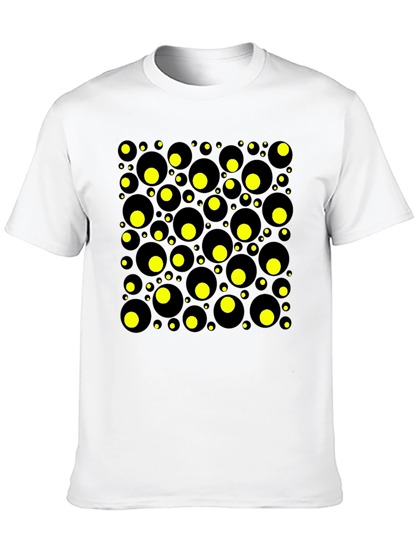 Geometric Circles T-Shirt - Black and Yellow Design