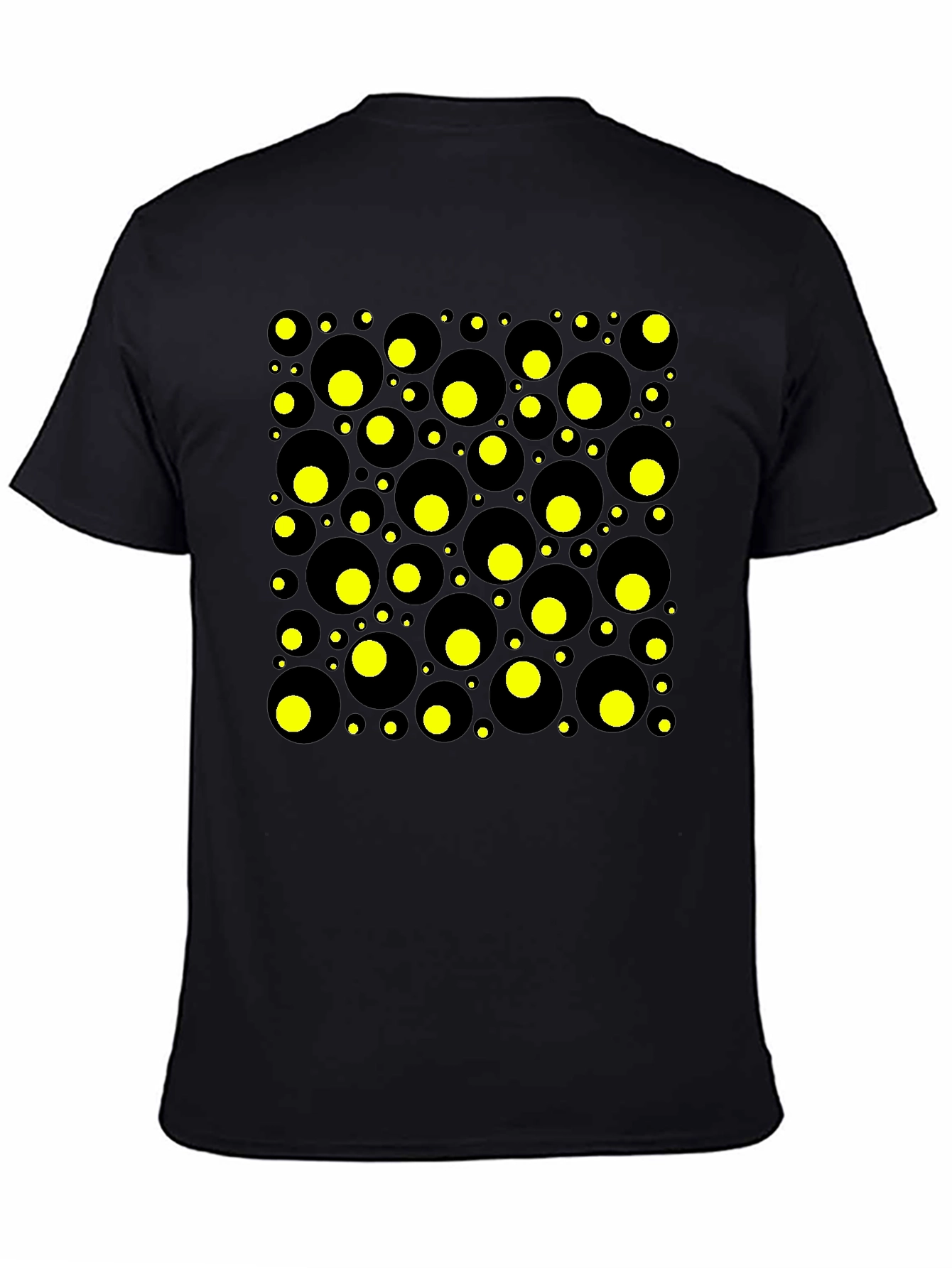 Geometric Circles T-Shirt - Black and Yellow Design